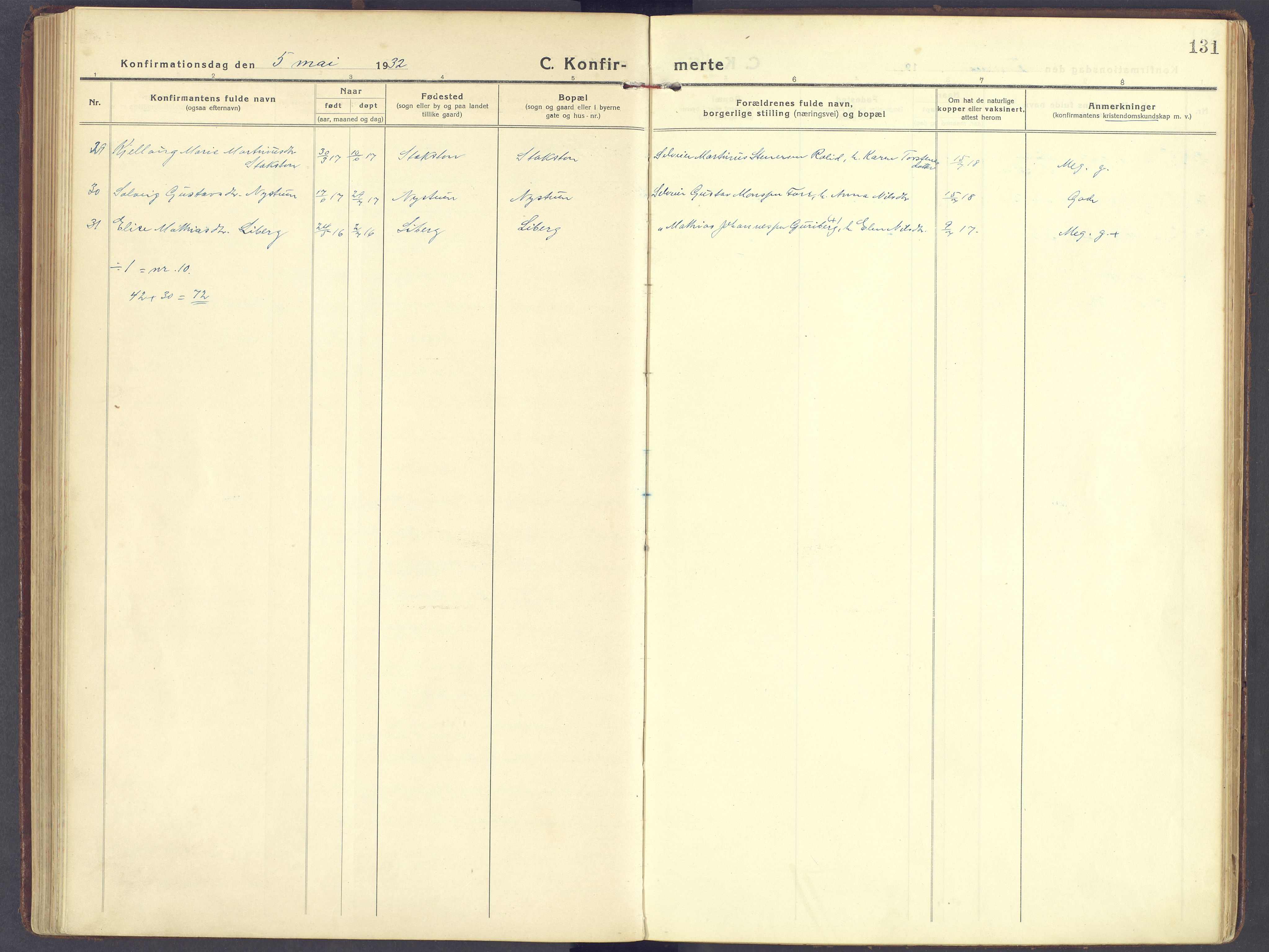 Sør-Fron prestekontor, SAH/PREST-010/H/Ha/Haa/L0005: Parish register (official) no. 5, 1920-1933, p. 131