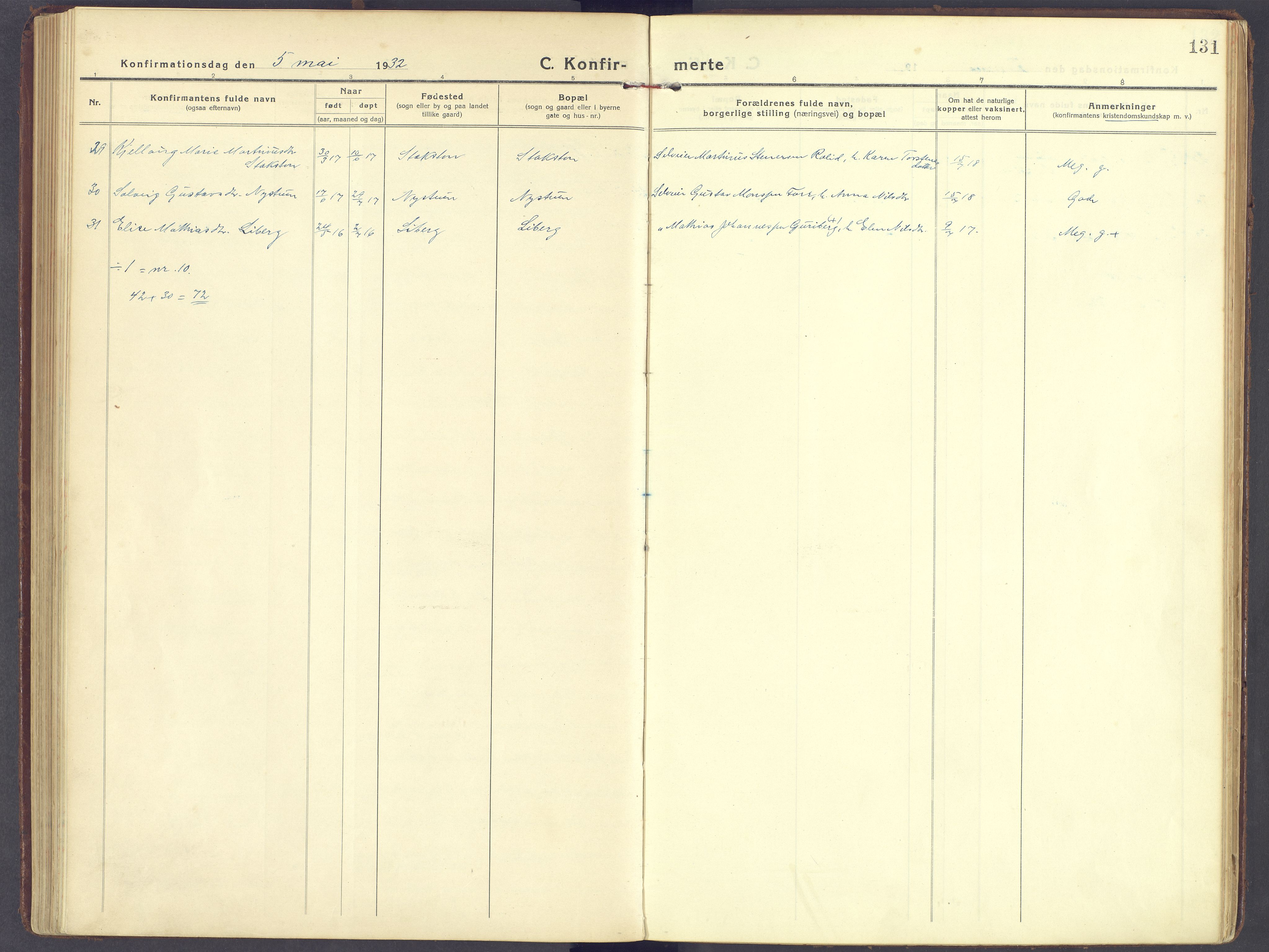 Sør-Fron prestekontor, AV/SAH-PREST-010/H/Ha/Haa/L0005: Parish register (official) no. 5, 1920-1933, p. 131