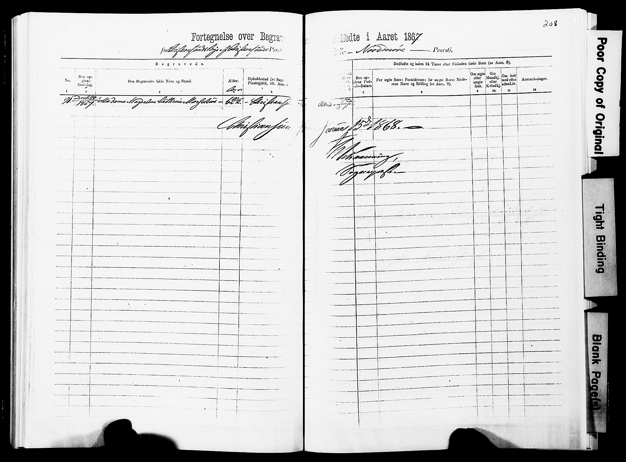 Ministerialprotokoller, klokkerbøker og fødselsregistre - Møre og Romsdal, AV/SAT-A-1454/572/L0857: Parish register (official) no. 572D01, 1866-1872, p. 207-208