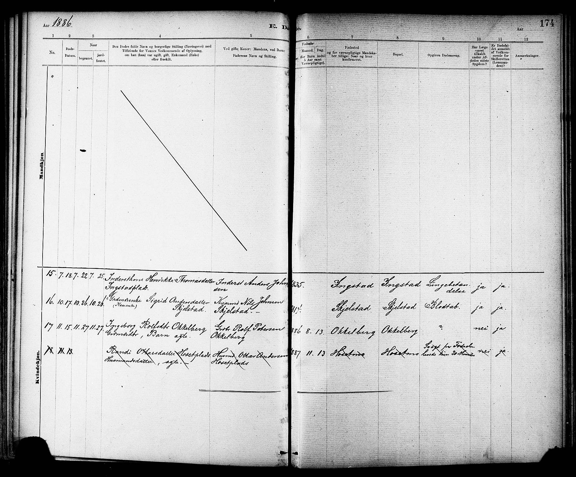 Ministerialprotokoller, klokkerbøker og fødselsregistre - Nord-Trøndelag, SAT/A-1458/703/L0030: Parish register (official) no. 703A03, 1880-1892, p. 174