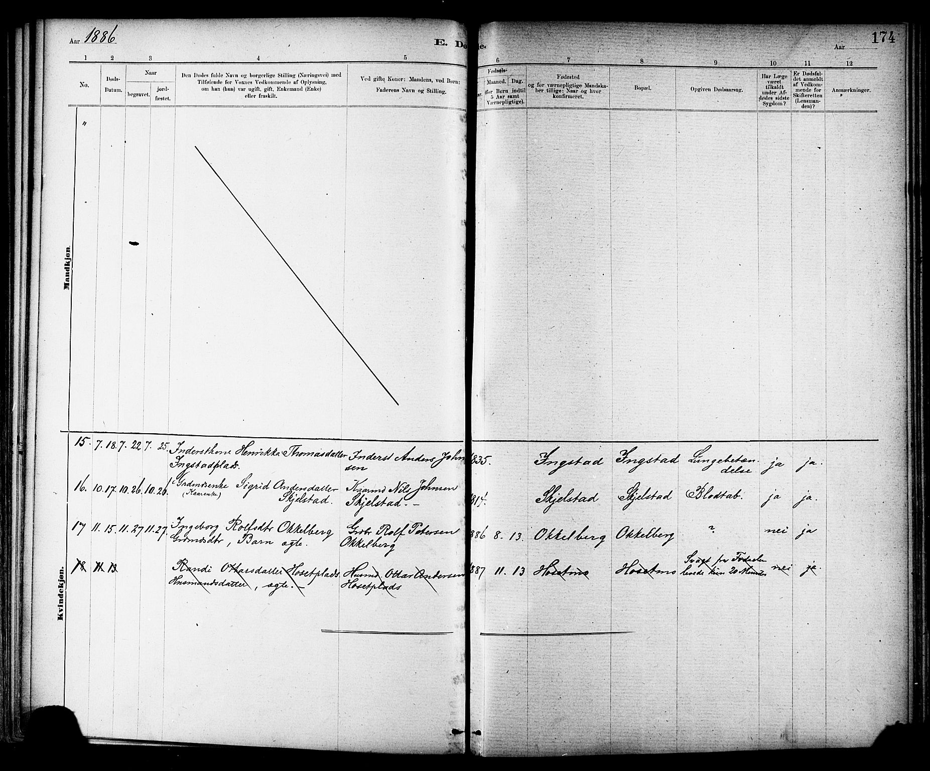 Ministerialprotokoller, klokkerbøker og fødselsregistre - Nord-Trøndelag, AV/SAT-A-1458/703/L0030: Parish register (official) no. 703A03, 1880-1892, p. 174