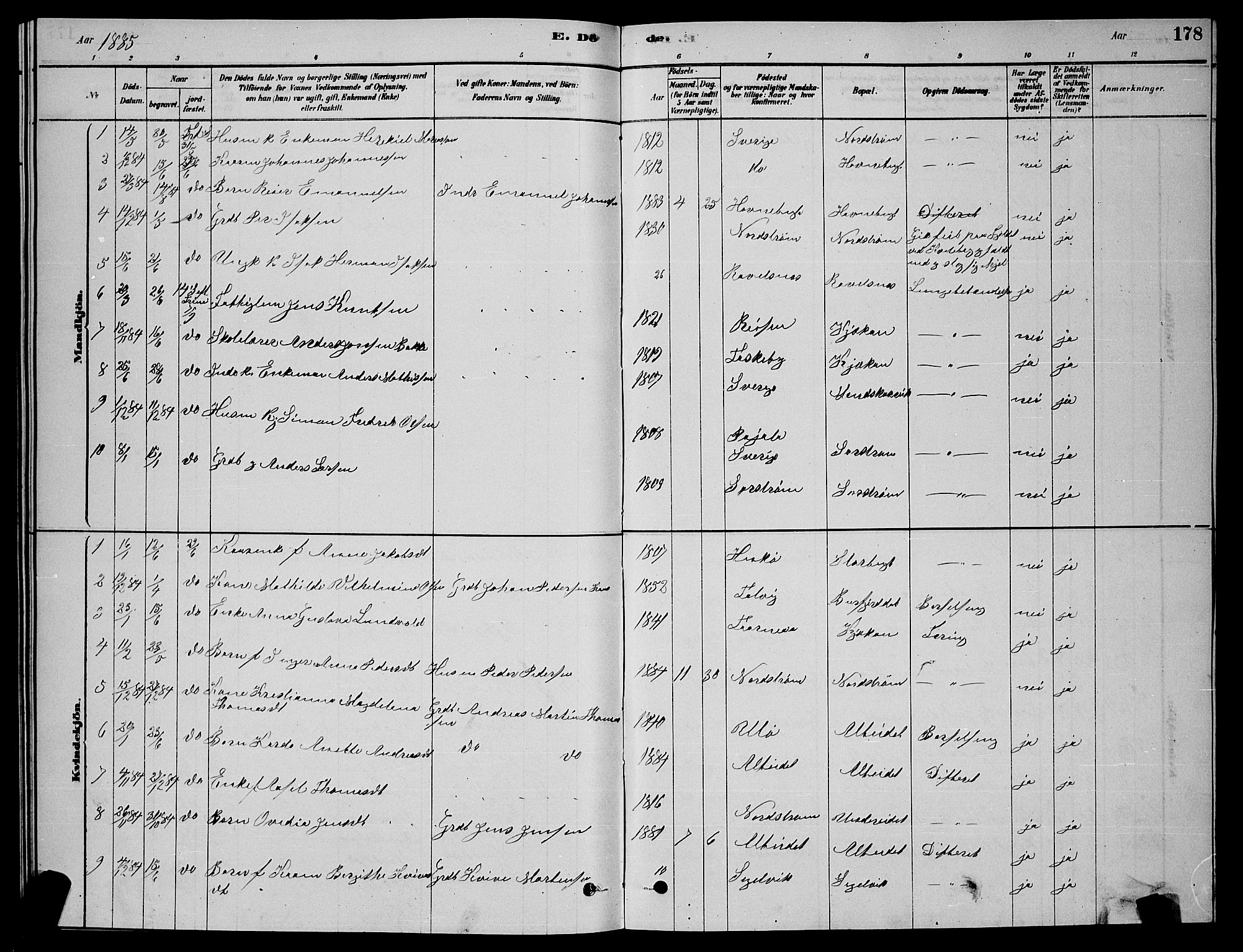 Skjervøy sokneprestkontor, AV/SATØ-S-1300/H/Ha/Hab/L0015klokker: Parish register (copy) no. 15, 1878-1890, p. 178