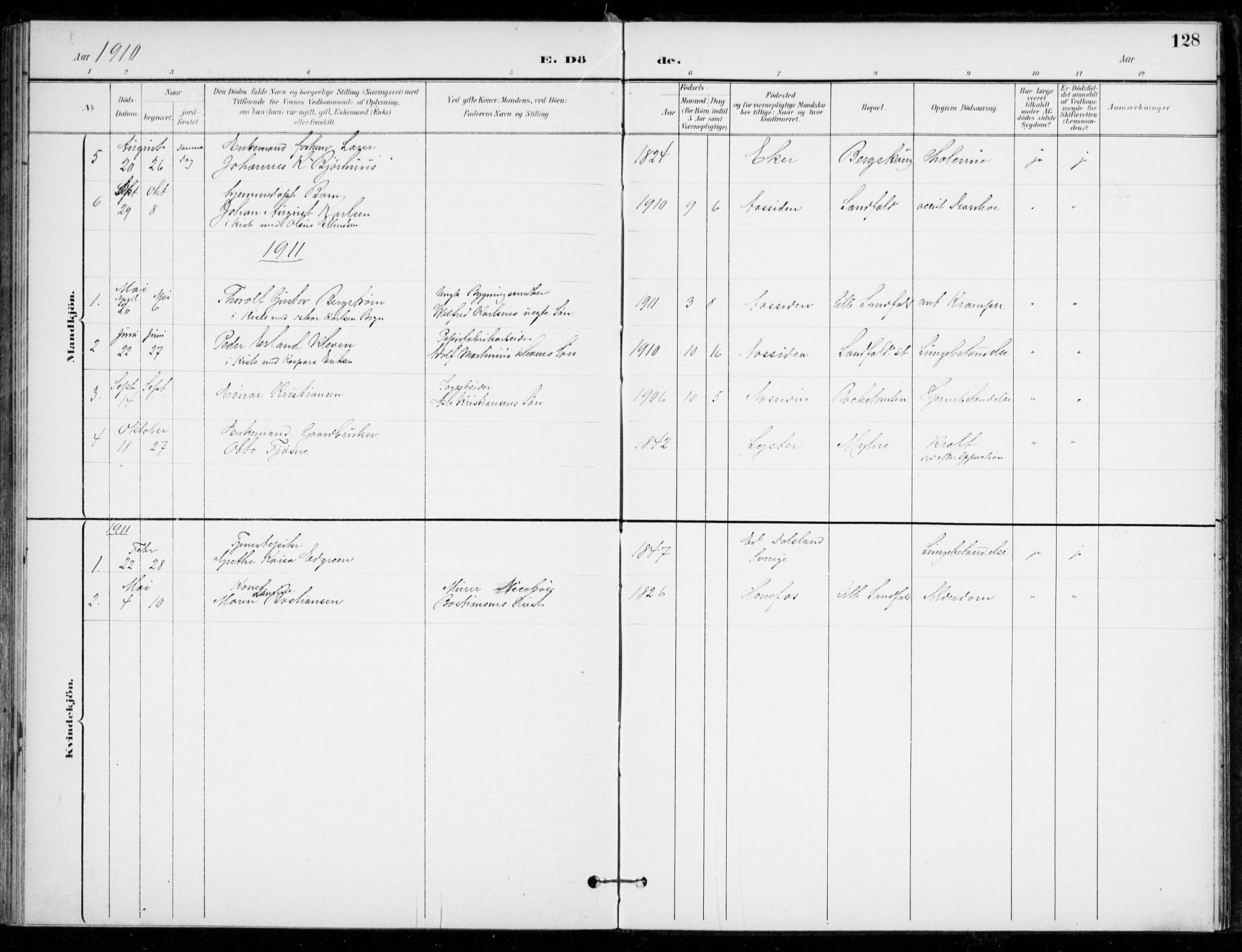 Åssiden kirkebøker, SAKO/A-251/F/Fa/L0002: Parish register (official) no. 2, 1896-1916, p. 128