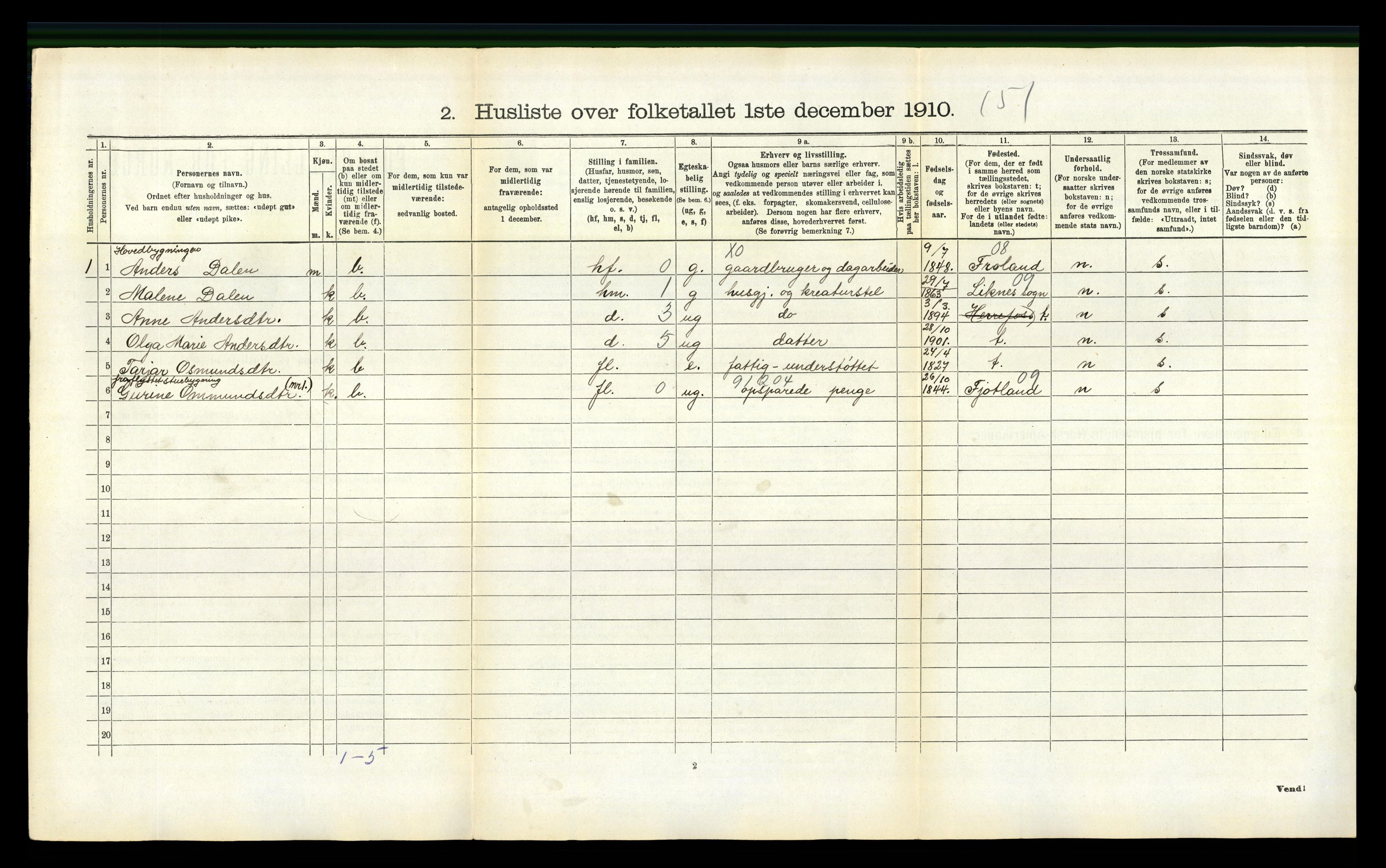 RA, 1910 census for Herefoss, 1910, p. 76