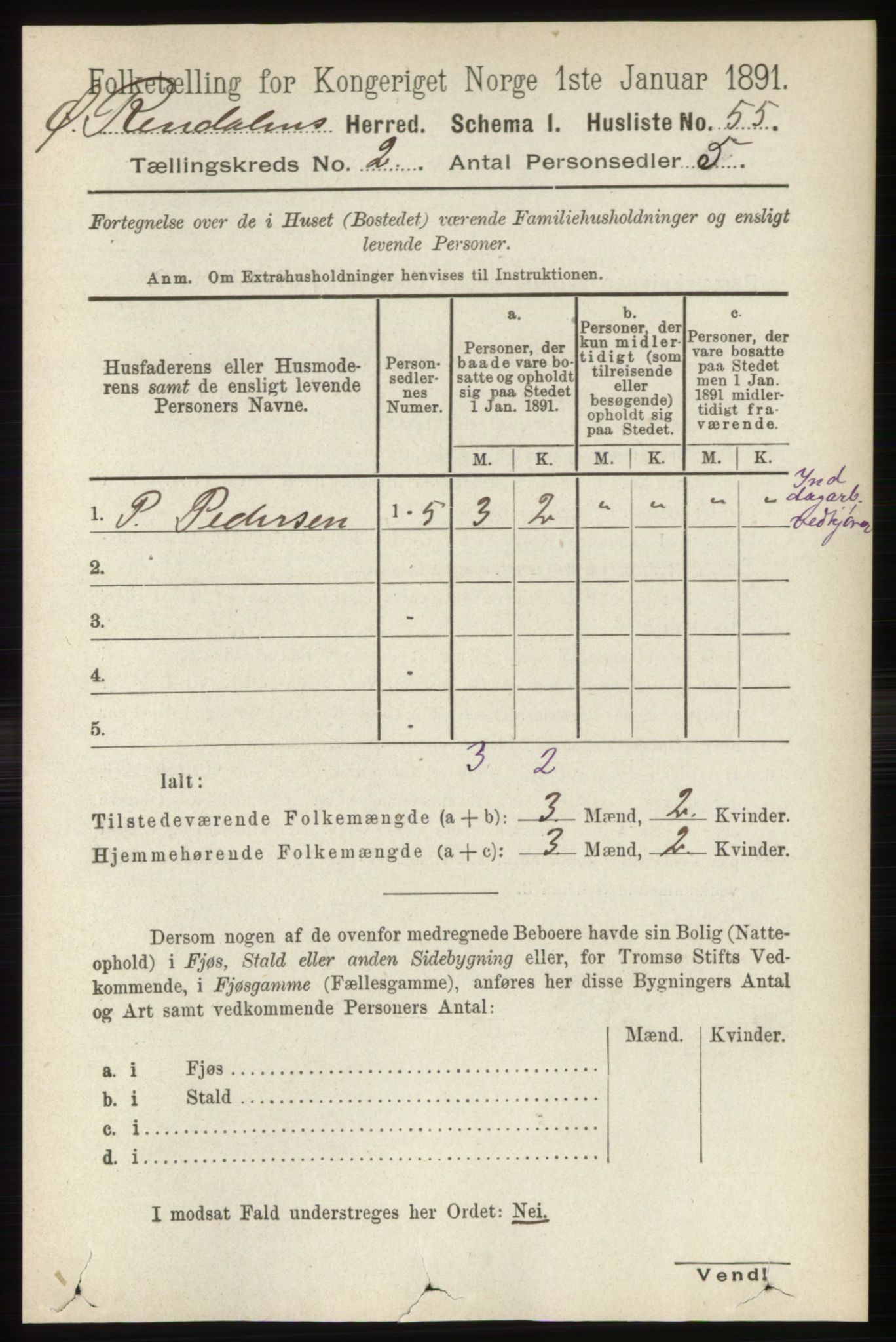 RA, 1891 census for 0433 Øvre Rendal, 1891, p. 388