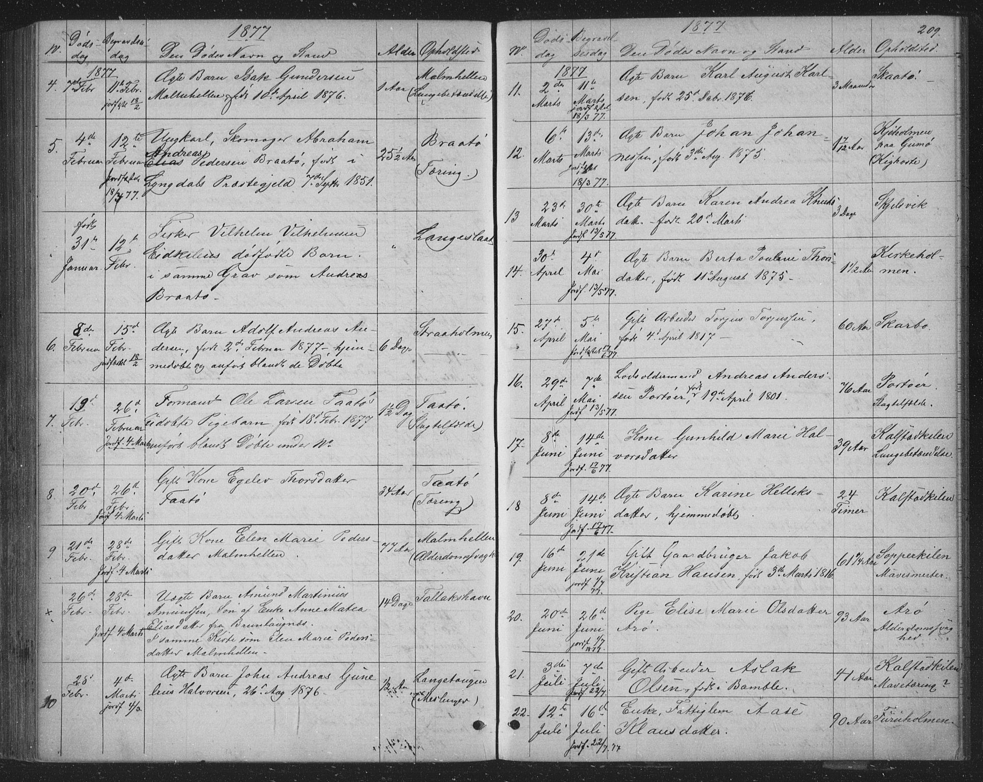 Skåtøy kirkebøker, AV/SAKO-A-304/G/Ga/L0002: Parish register (copy) no. I 2, 1872-1884, p. 209