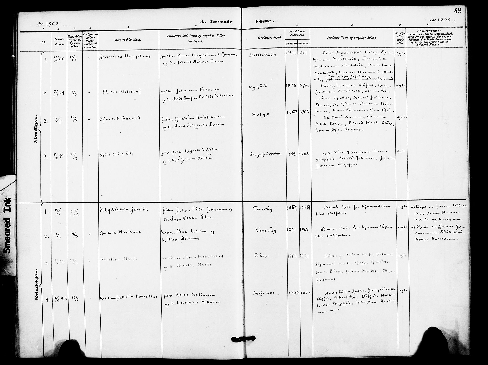 Karlsøy sokneprestembete, SATØ/S-1299/H/Ha/Haa/L0012kirke: Parish register (official) no. 12, 1892-1902, p. 48