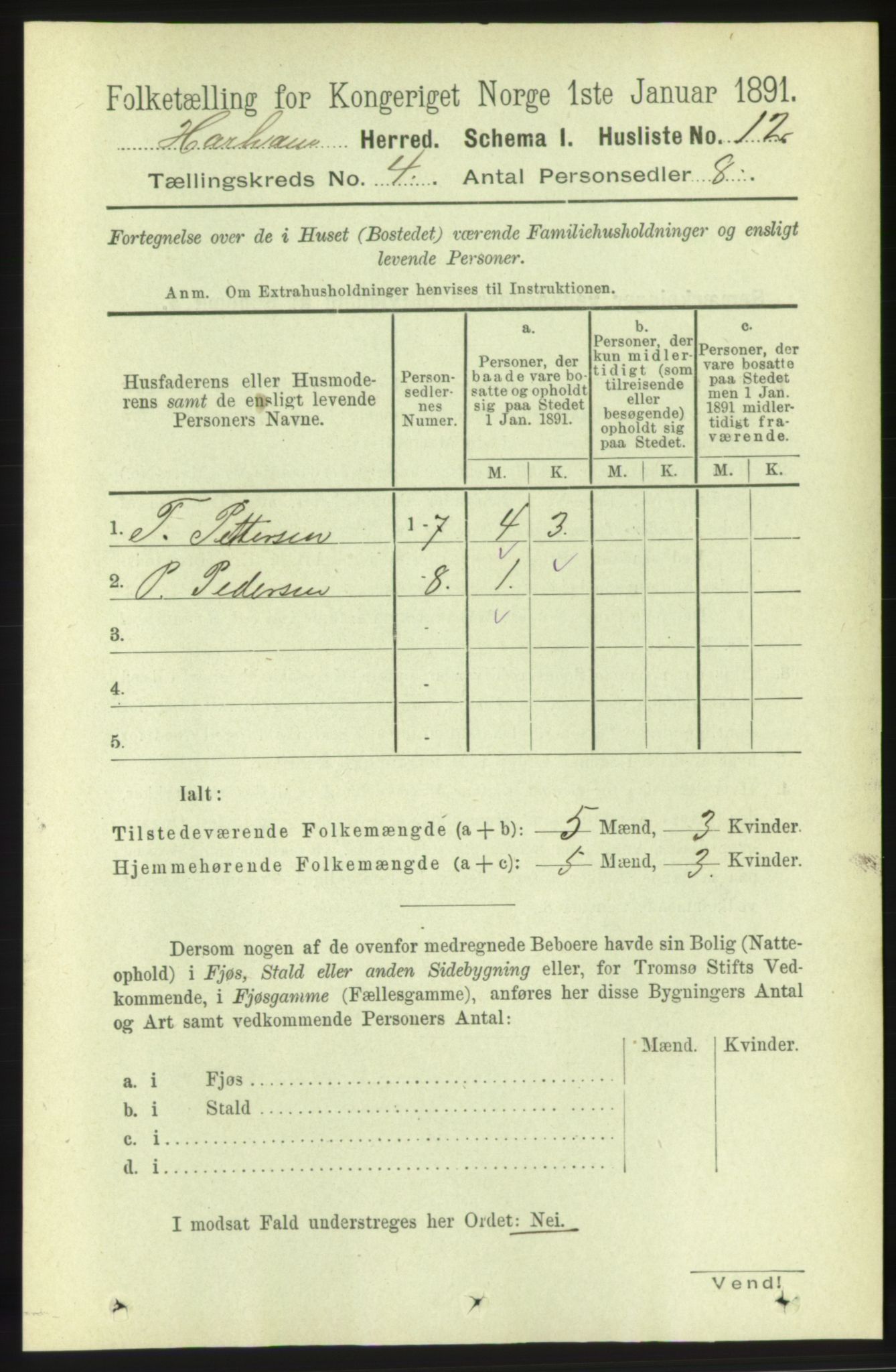 RA, 1891 census for 1534 Haram, 1891, p. 1769