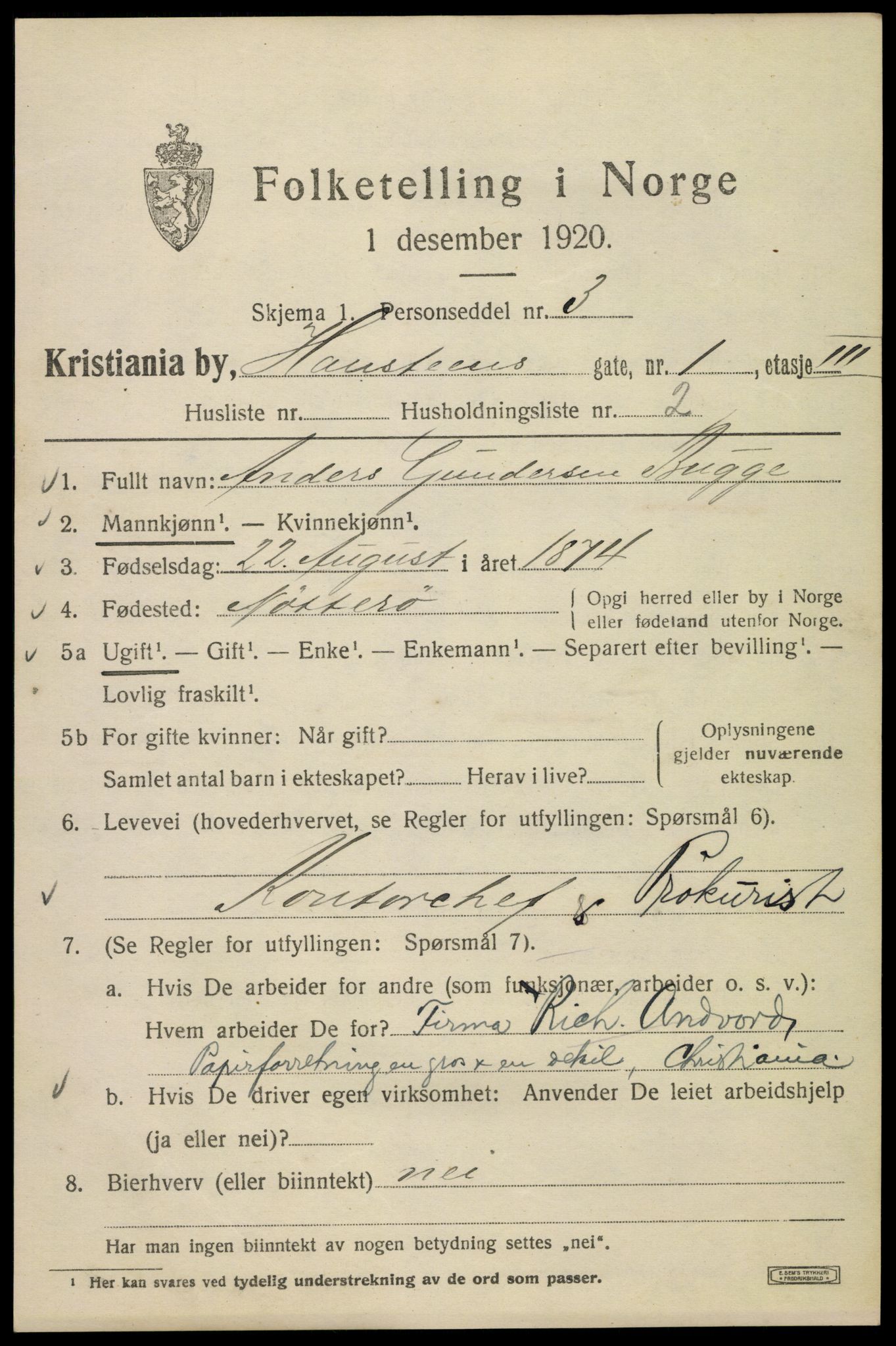 SAO, 1920 census for Kristiania, 1920, p. 269901