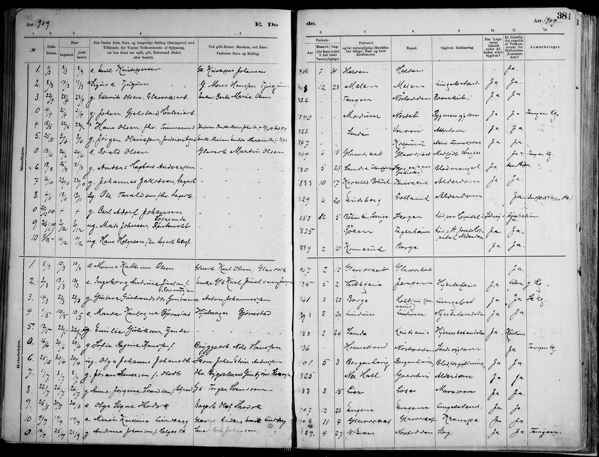 Skoger kirkebøker, SAKO/A-59/F/Fa/L0006: Parish register (official) no. I 6, 1885-1910, p. 381