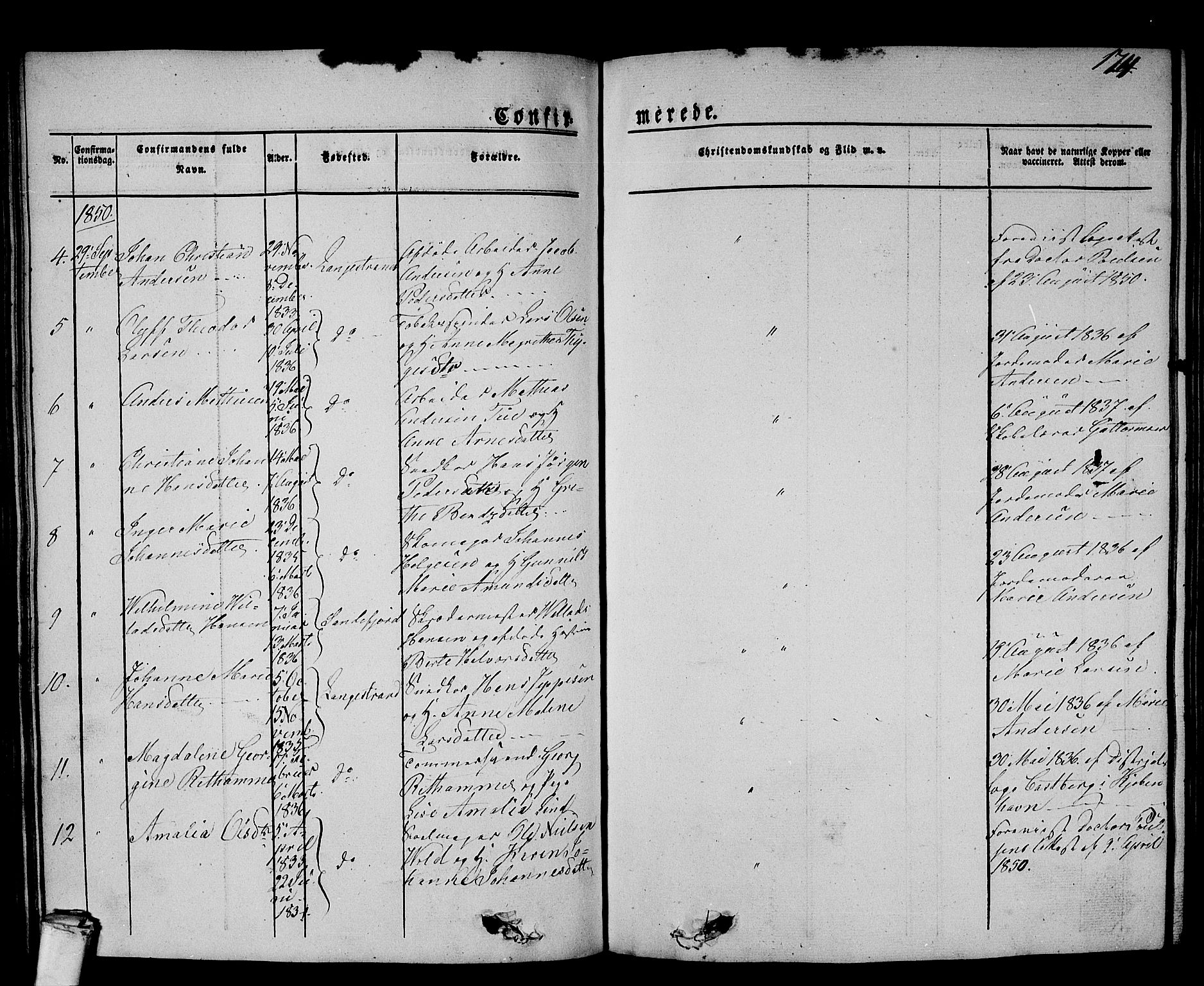 Larvik kirkebøker, AV/SAKO-A-352/G/Gb/L0002: Parish register (copy) no. II 2, 1843-1866, p. 174