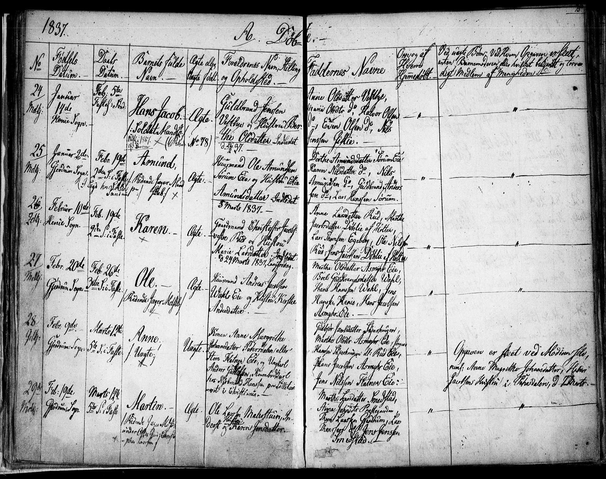 Gjerdrum prestekontor Kirkebøker, AV/SAO-A-10412b/F/Fa/L0005: Parish register (official) no. I 5, 1835-1845, p. 15