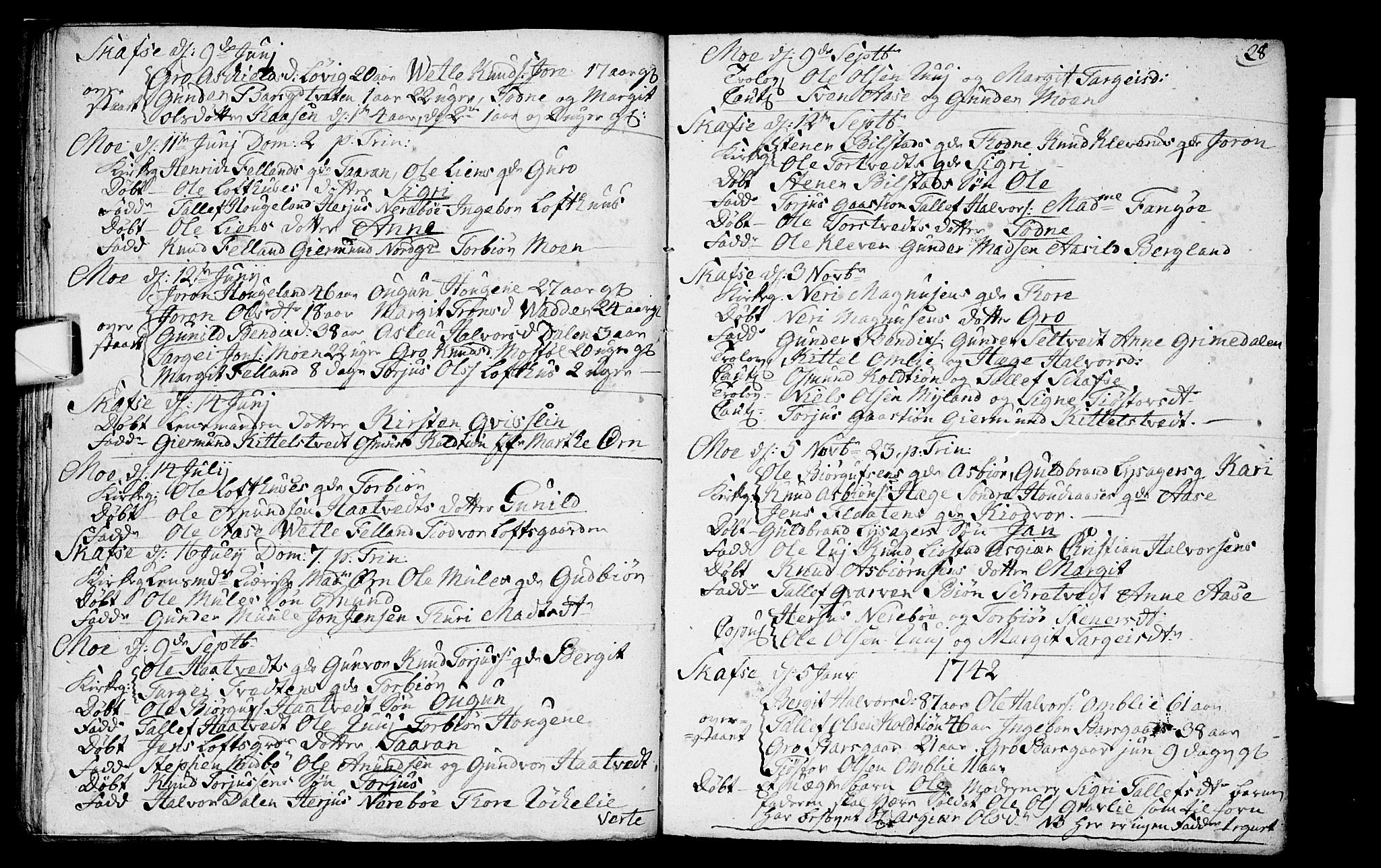 Mo kirkebøker, SAKO/A-286/F/Fa/L0001: Parish register (official) no. I 1, 1724-1748, p. 28