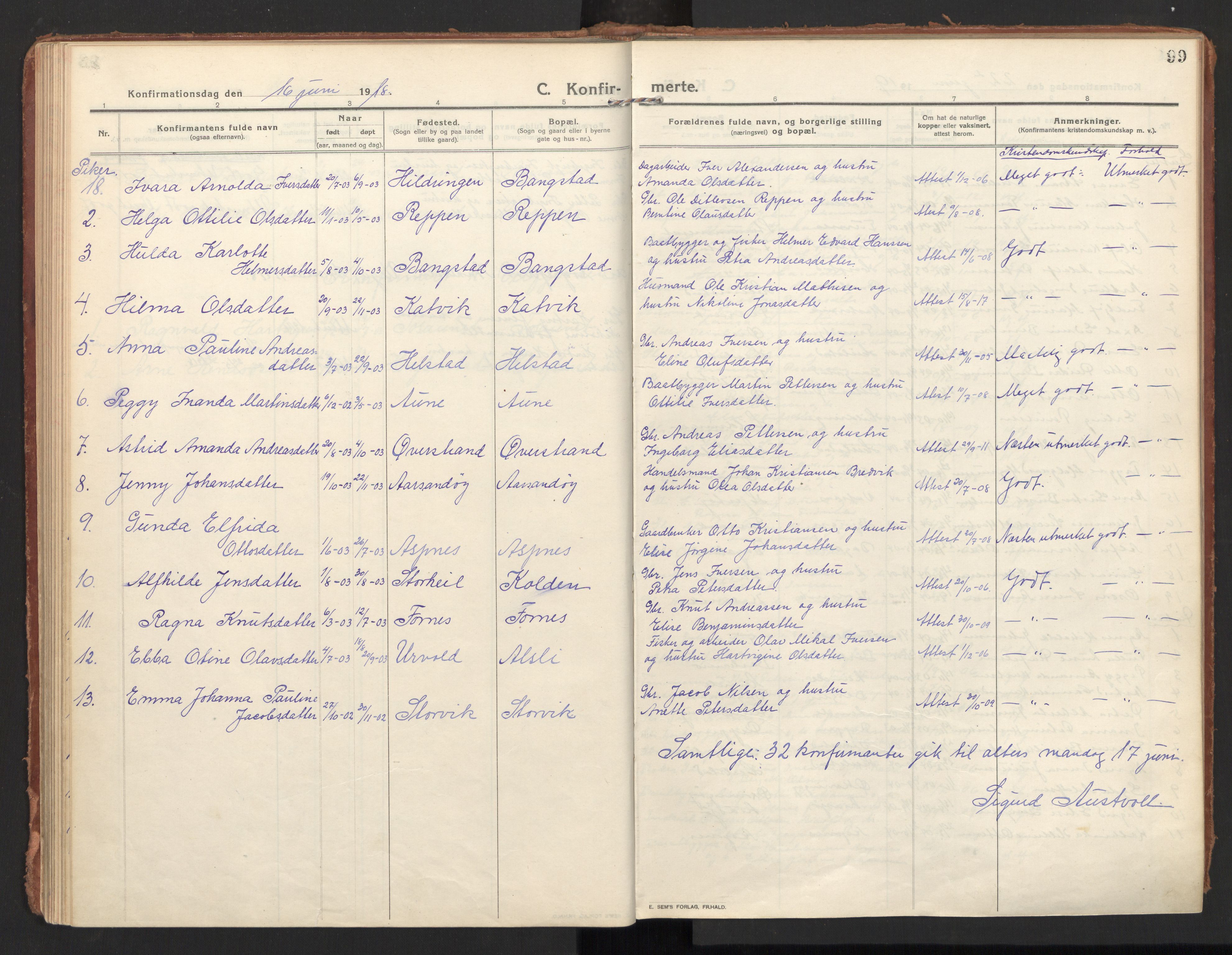 Ministerialprotokoller, klokkerbøker og fødselsregistre - Nordland, AV/SAT-A-1459/810/L0156: Parish register (official) no. 810A15, 1915-1930, p. 99