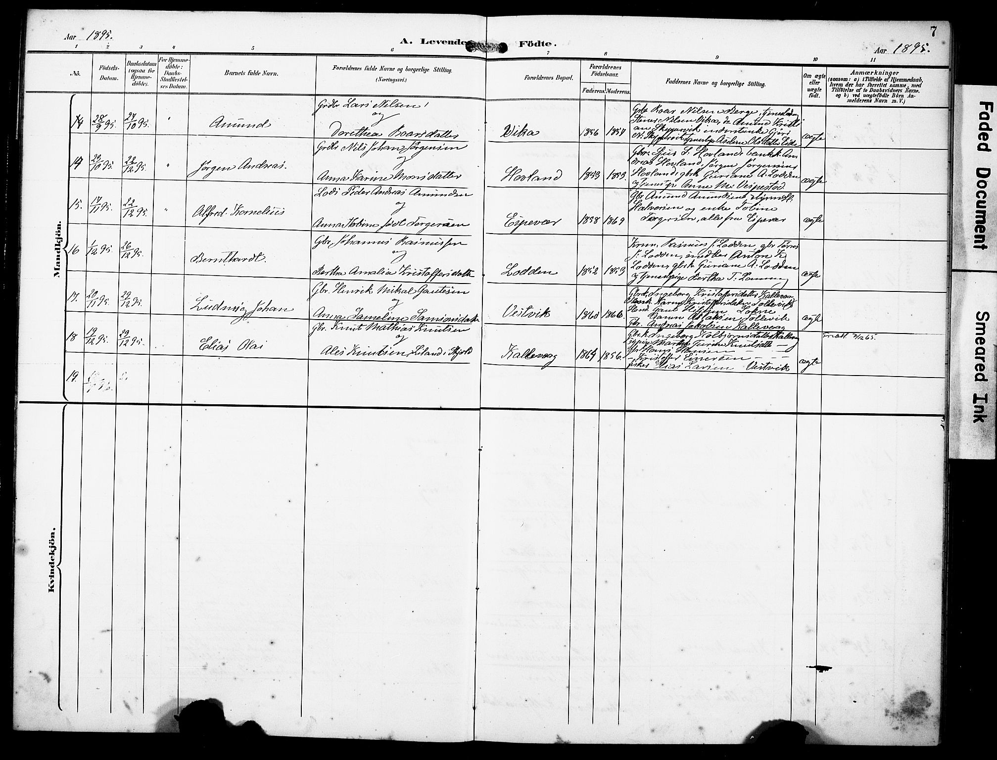 Finnås sokneprestembete, AV/SAB-A-99925/H/Ha/Haa/Haad/L0002: Parish register (official) no. D 2, 1895-1906, p. 7