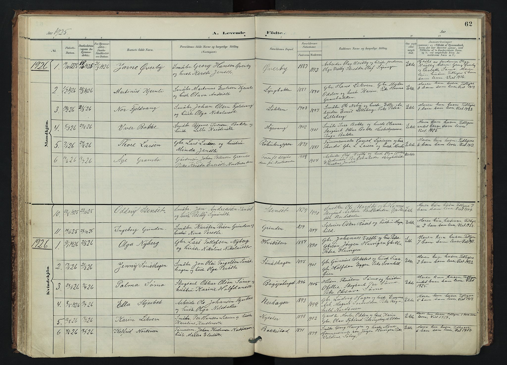Trysil prestekontor, AV/SAH-PREST-046/H/Ha/Hab/L0007: Parish register (copy) no. 7, 1896-1948, p. 62
