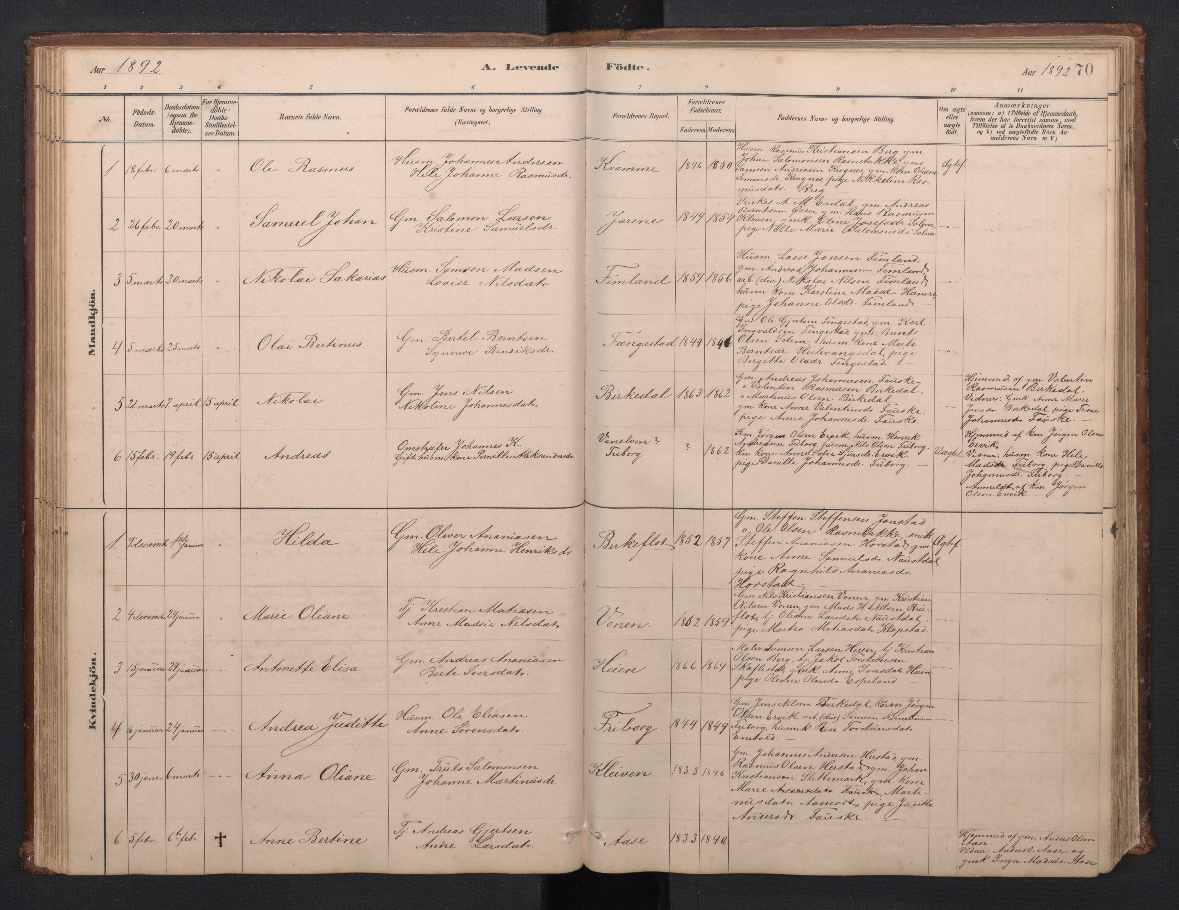 Førde sokneprestembete, SAB/A-79901/H/Hab/Habd/L0003: Parish register (copy) no. D 3, 1881-1897, p. 69b-70a