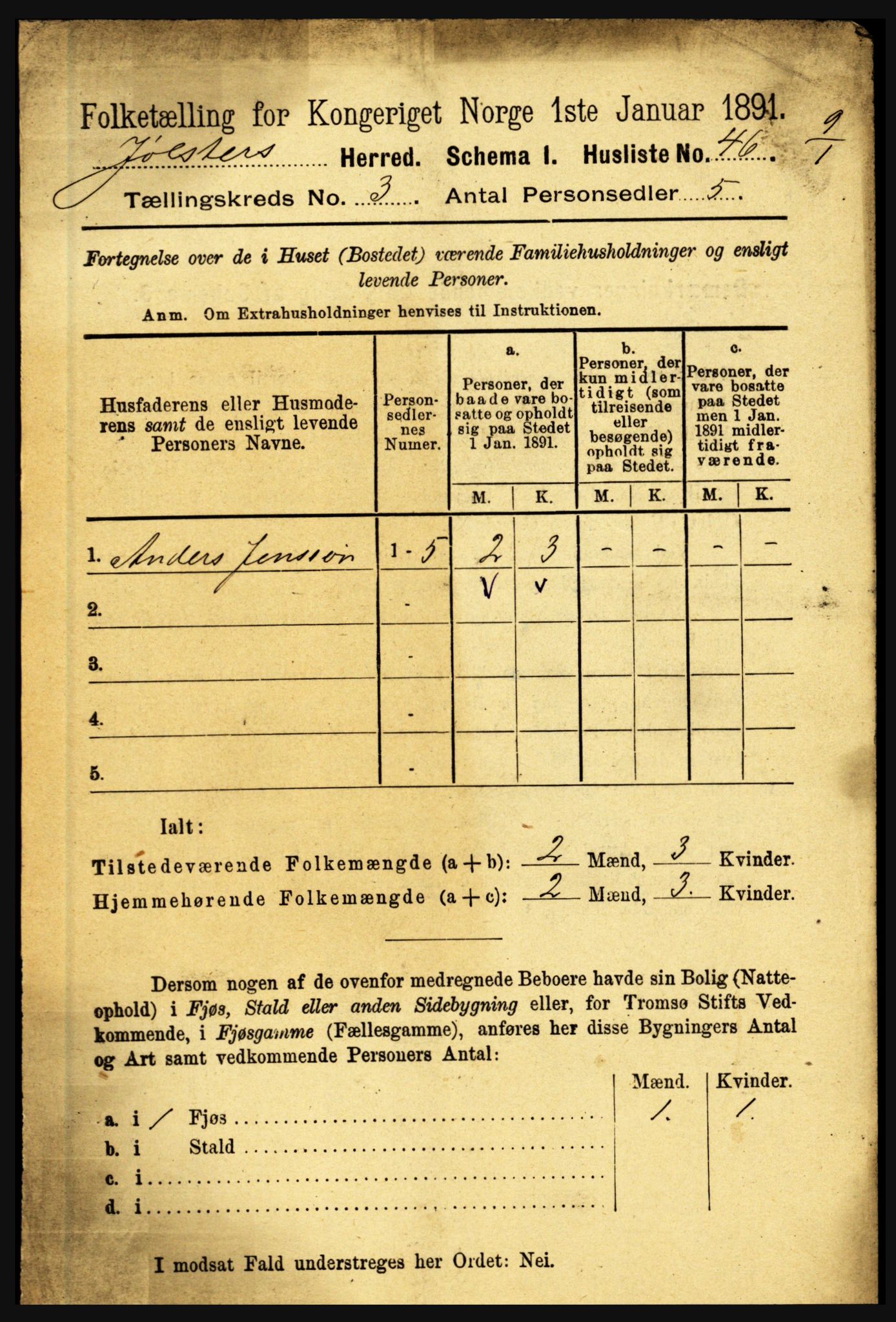 RA, 1891 census for 1431 Jølster, 1891, p. 964