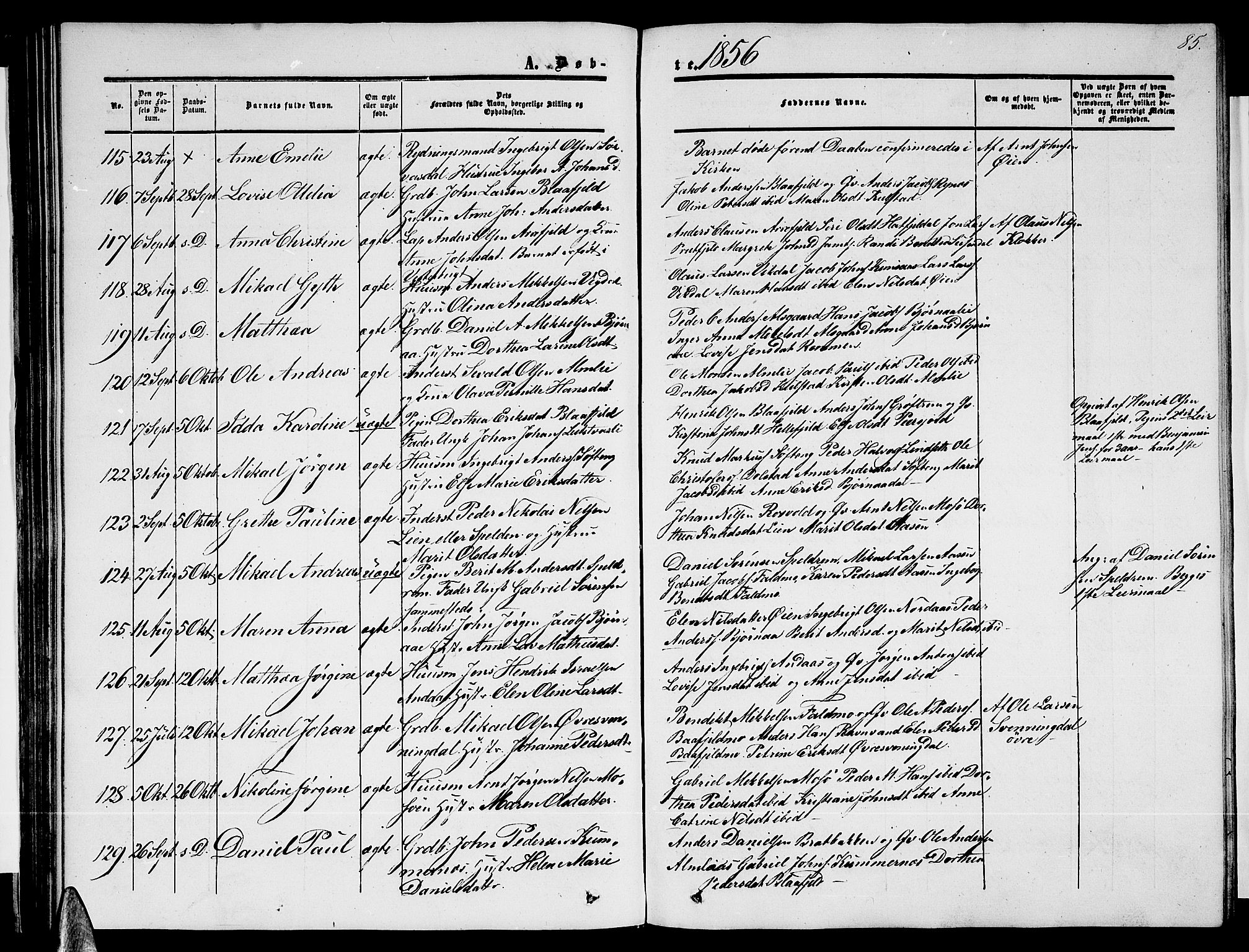 Ministerialprotokoller, klokkerbøker og fødselsregistre - Nordland, AV/SAT-A-1459/820/L0301: Parish register (copy) no. 820C03, 1851-1858, p. 85