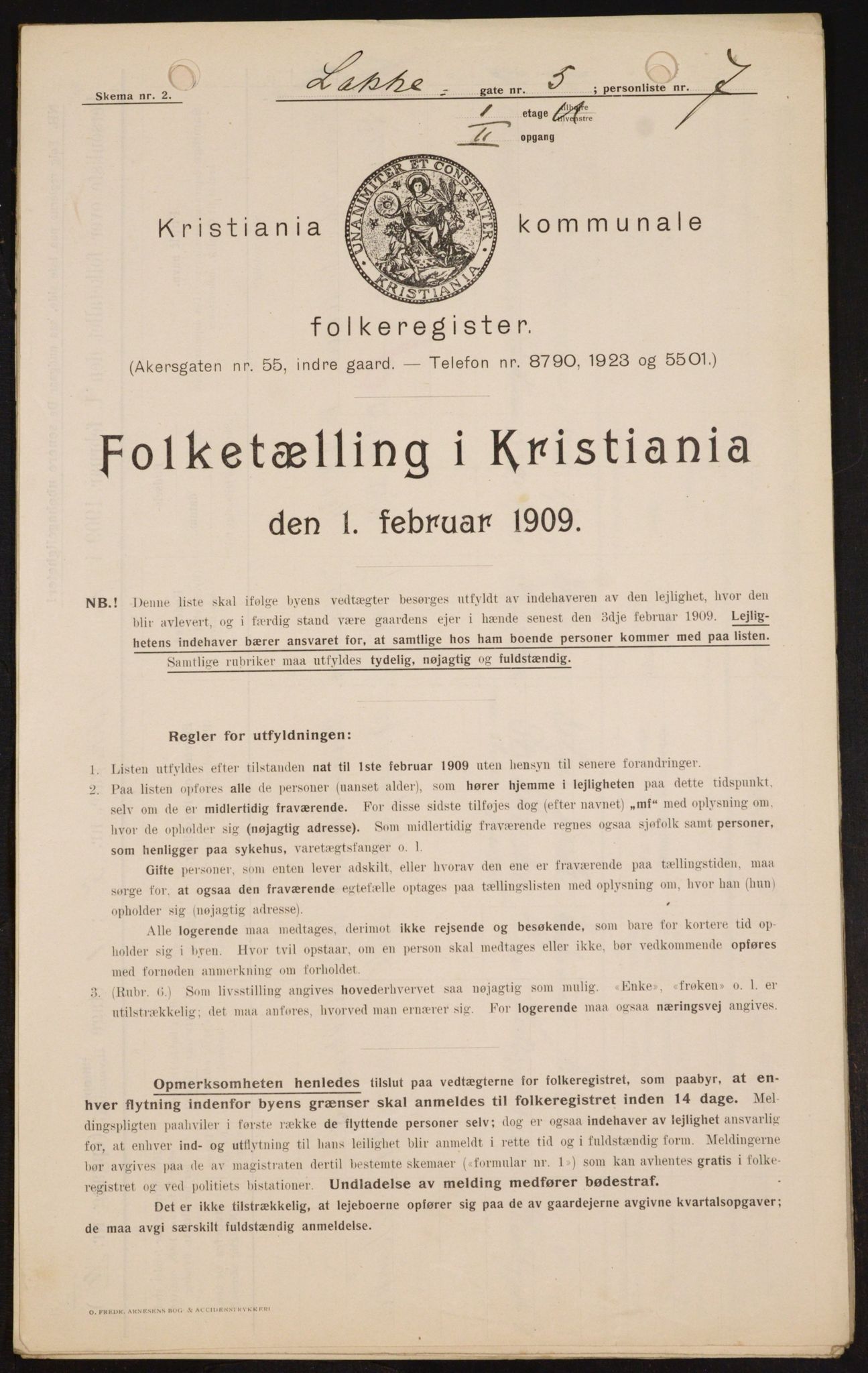 OBA, Municipal Census 1909 for Kristiania, 1909, p. 50462