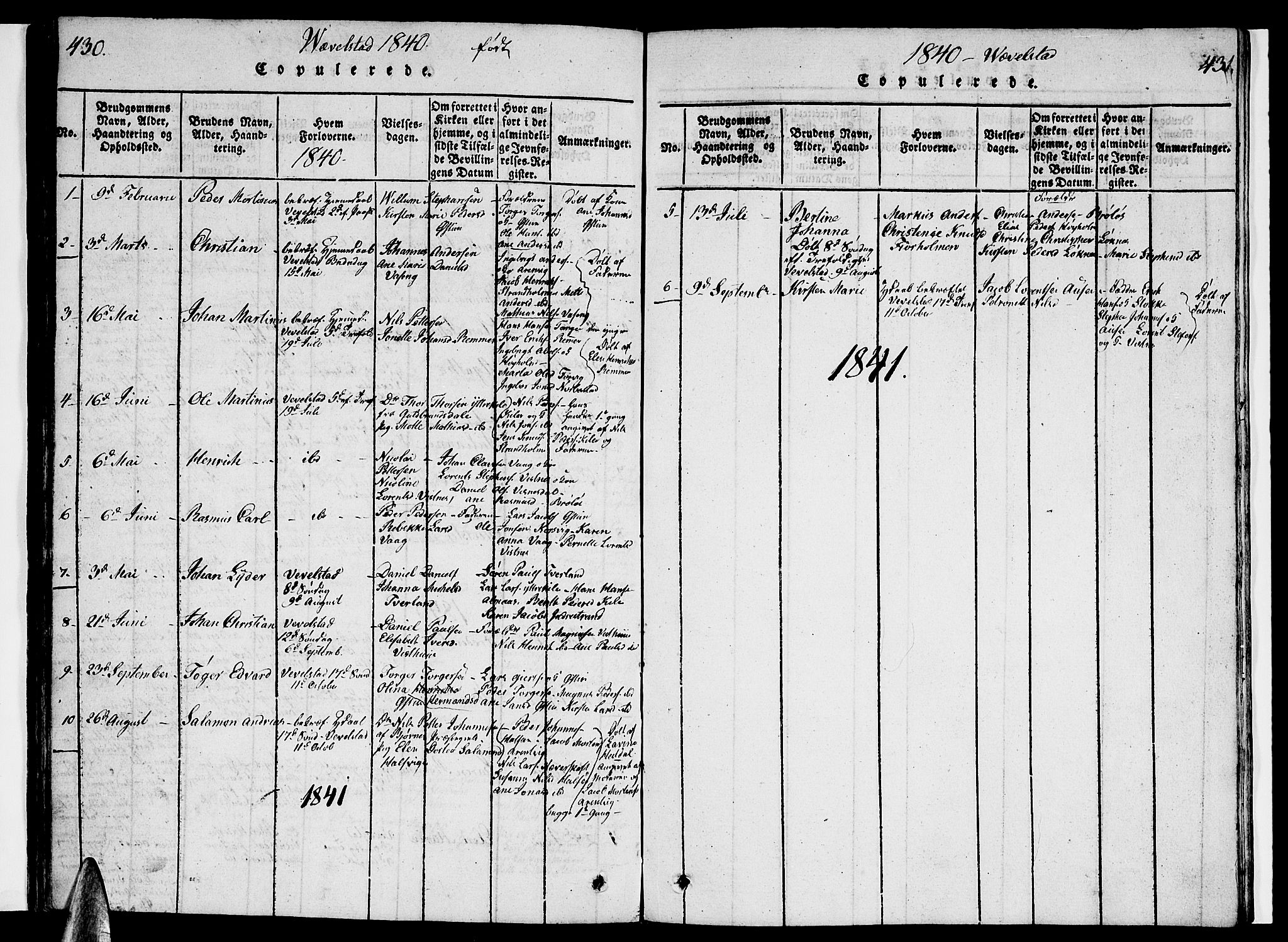 Ministerialprotokoller, klokkerbøker og fødselsregistre - Nordland, AV/SAT-A-1459/830/L0459: Parish register (copy) no. 830C01 /3, 1829-1840, p. 430-431