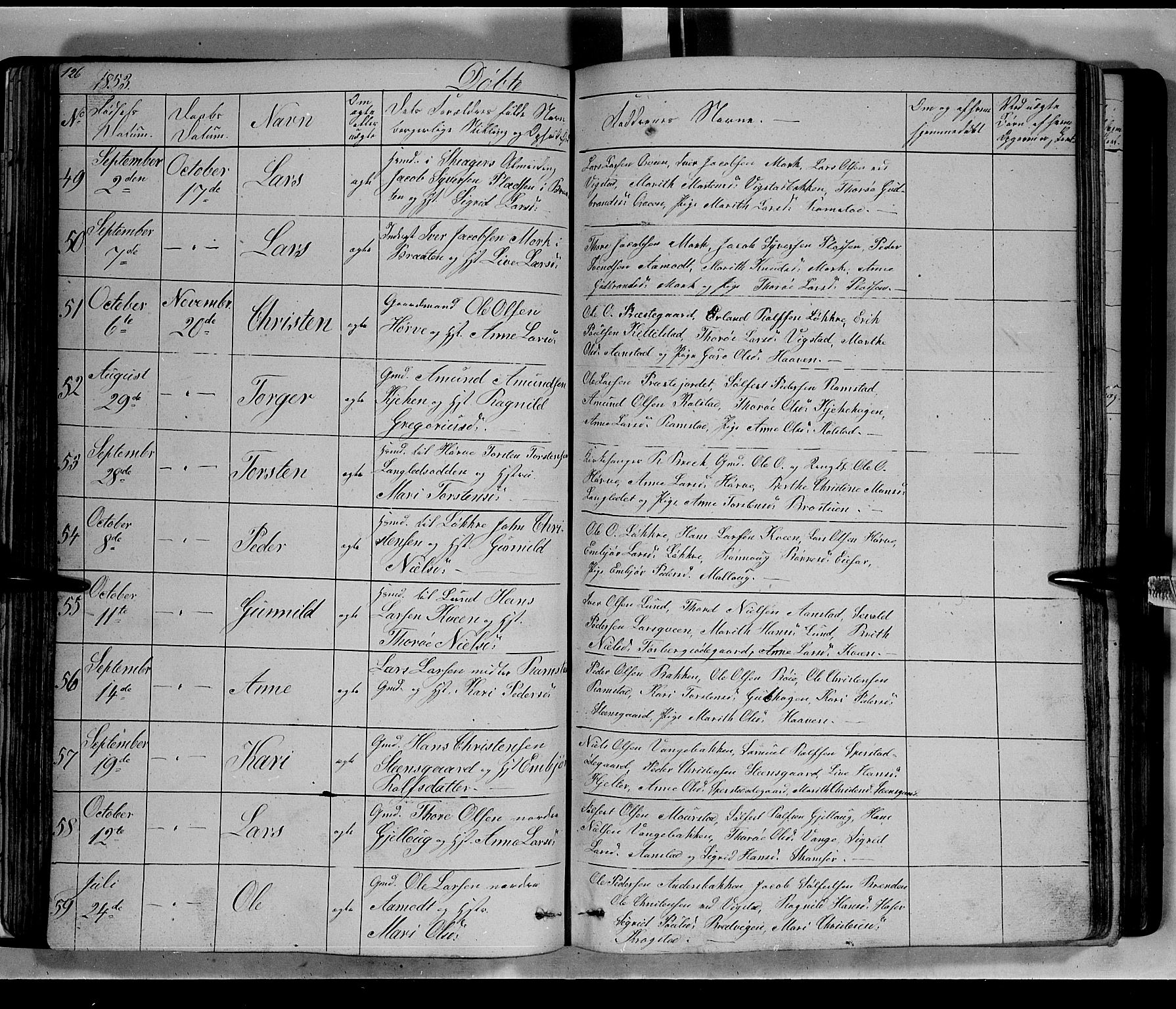 Lom prestekontor, SAH/PREST-070/L/L0004: Parish register (copy) no. 4, 1845-1864, p. 126-127