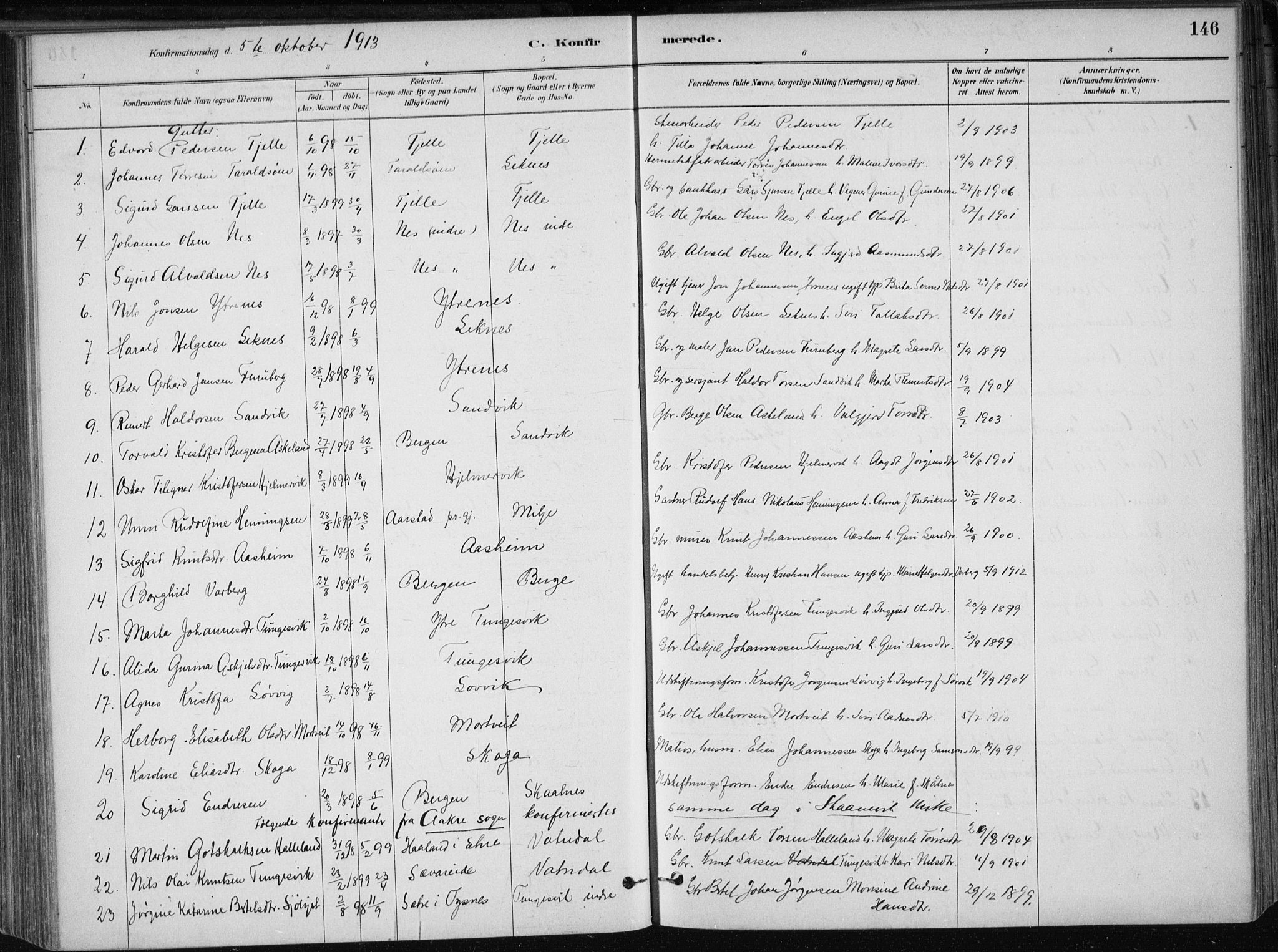 Skånevik sokneprestembete, SAB/A-77801/H/Haa: Parish register (official) no. B 1, 1879-1914, p. 146