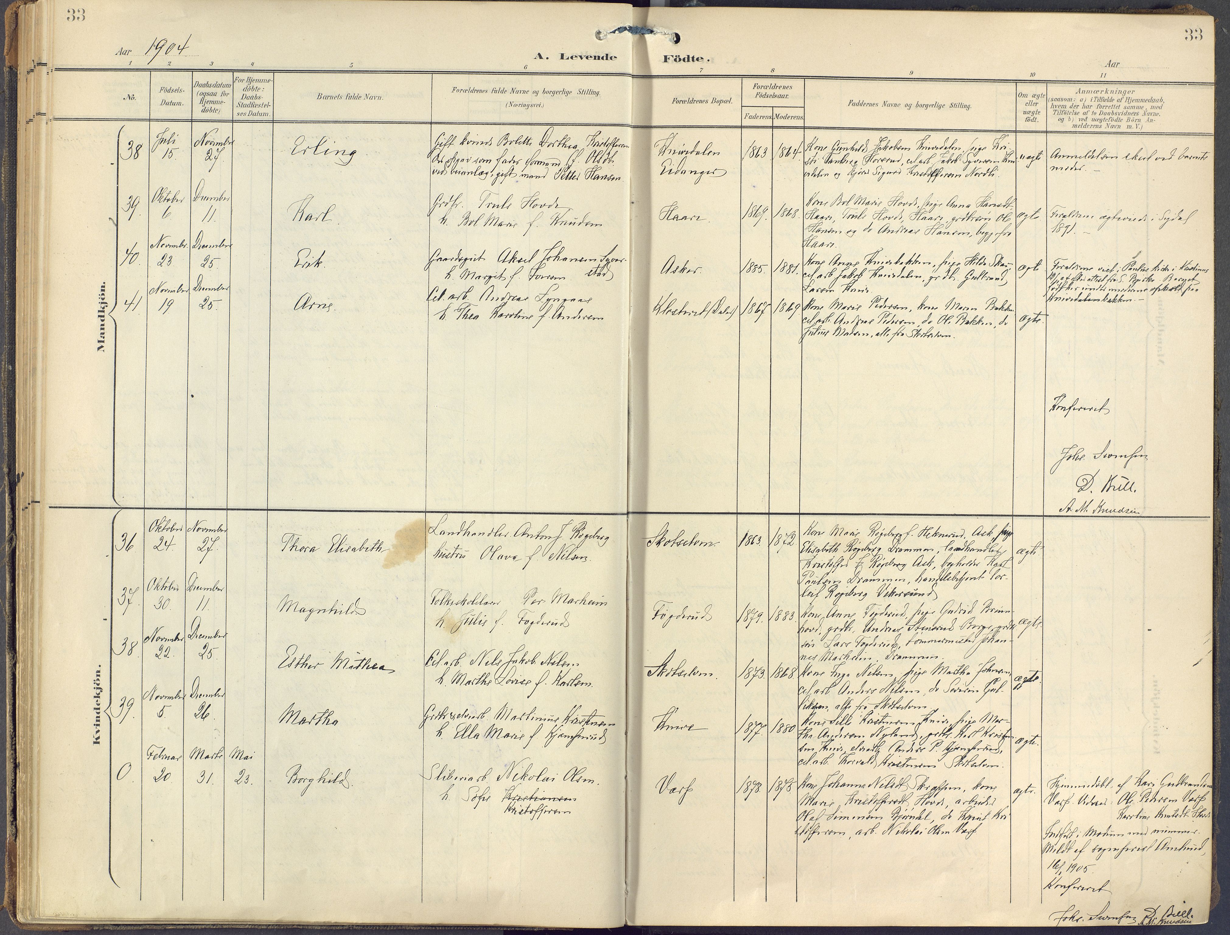 Eiker kirkebøker, AV/SAKO-A-4/F/Fc/L0004: Parish register (official) no. III 4, 1900-1919, p. 33