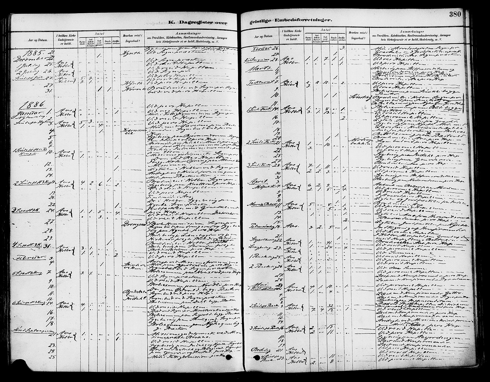 Vestre Toten prestekontor, SAH/PREST-108/H/Ha/Haa/L0009: Parish register (official) no. 9, 1878-1894, p. 380