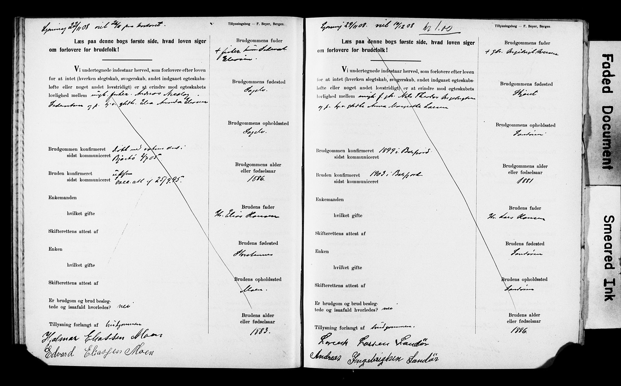 Balsfjord sokneprestembete, AV/SATØ-S-1303/H/Hd/L0032: Banns register no. 32, 1907-1910