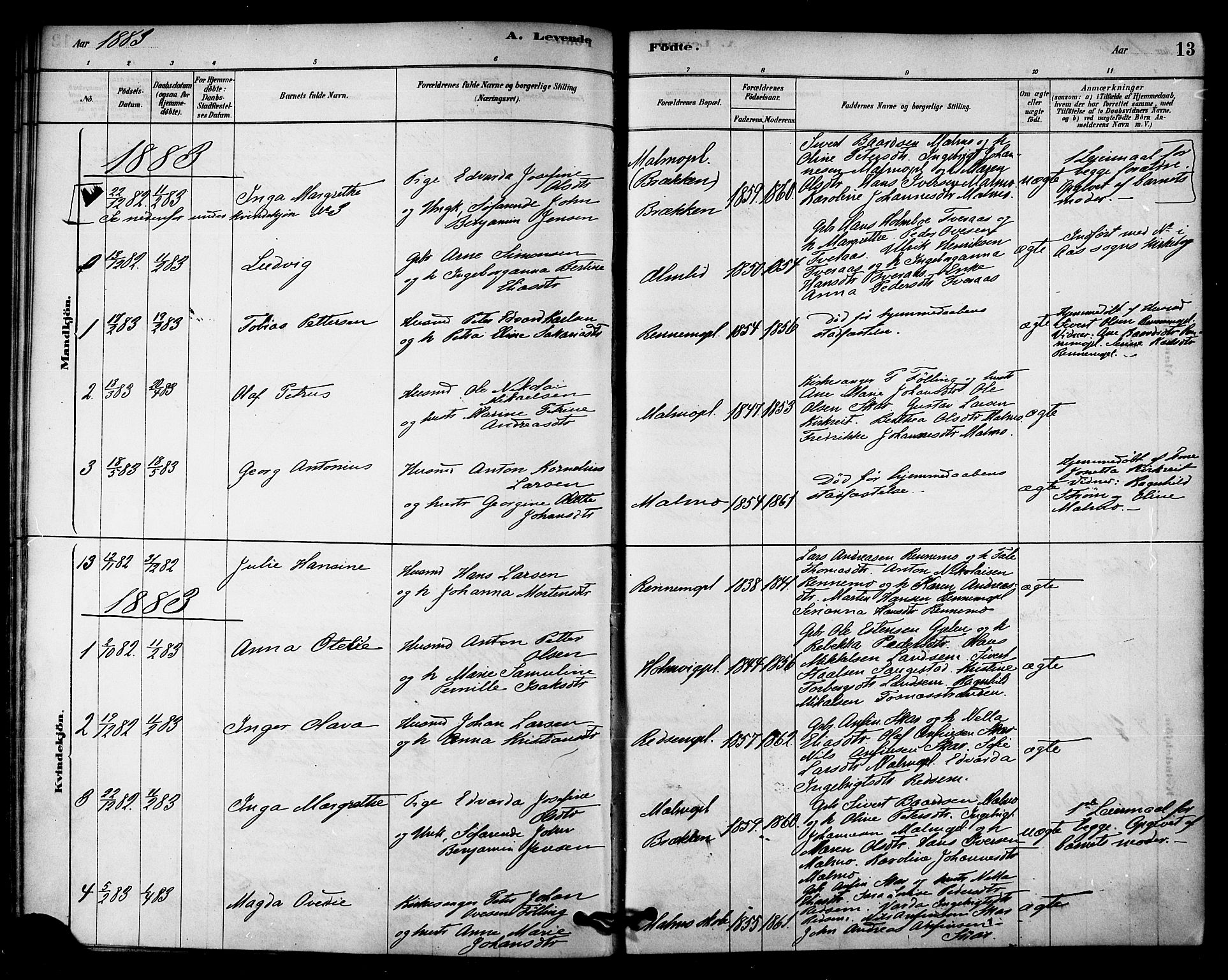 Ministerialprotokoller, klokkerbøker og fødselsregistre - Nord-Trøndelag, SAT/A-1458/745/L0429: Parish register (official) no. 745A01, 1878-1894, p. 13