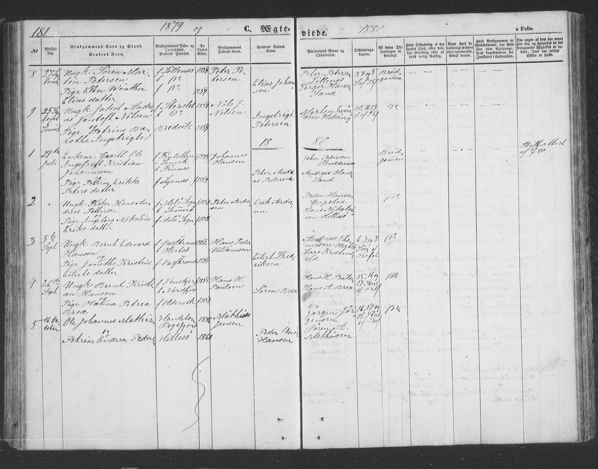 Lenvik sokneprestembete, SATØ/S-1310/H/Ha/Hab/L0020klokker: Parish register (copy) no. 20, 1855-1883, p. 181