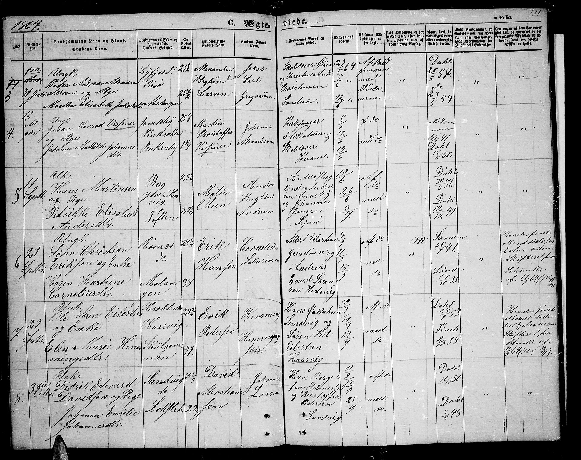 Tromsøysund sokneprestkontor, SATØ/S-1304/G/Gb/L0001klokker: Parish register (copy) no. 1, 1857-1869, p. 181