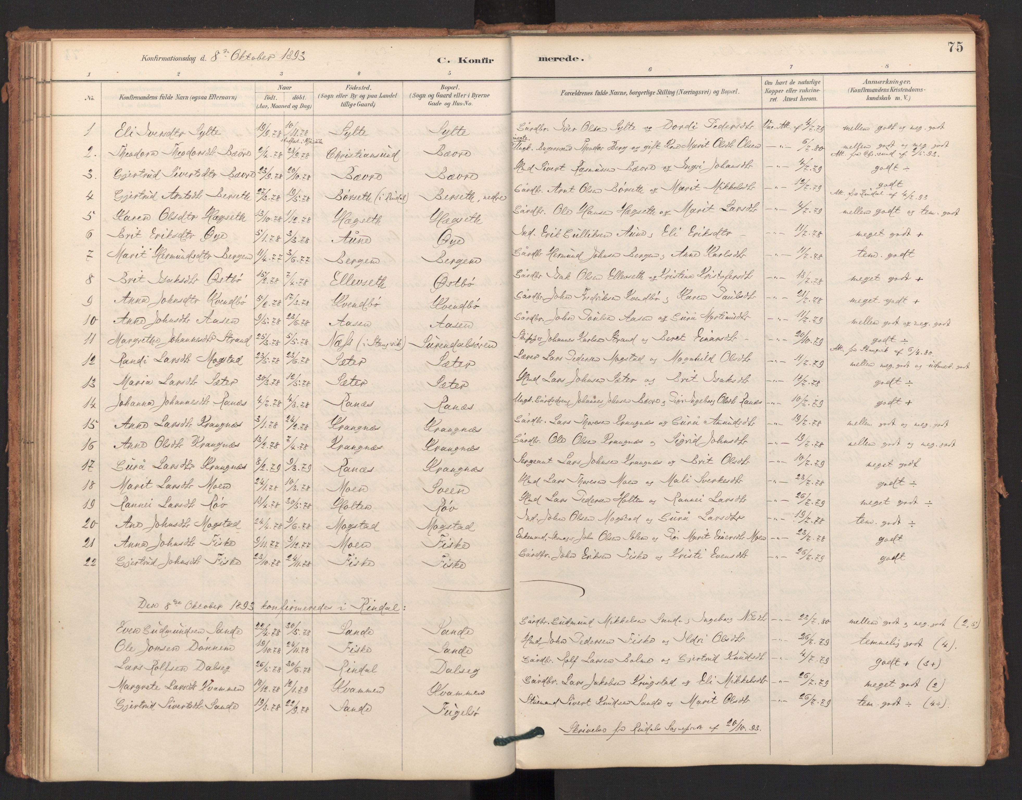 Ministerialprotokoller, klokkerbøker og fødselsregistre - Møre og Romsdal, SAT/A-1454/596/L1056: Parish register (official) no. 596A01, 1885-1900, p. 75