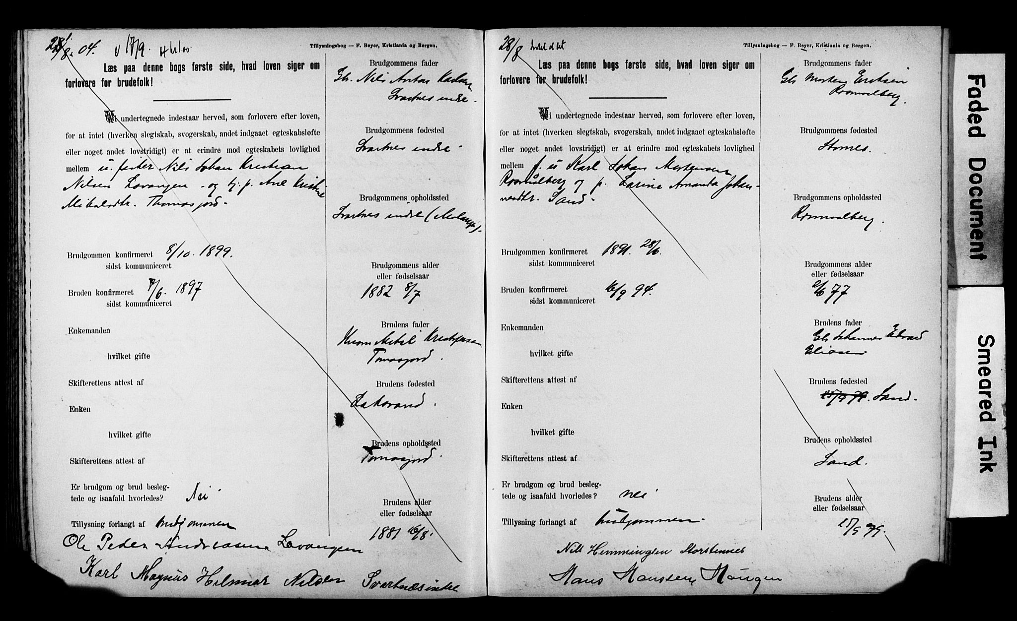 Balsfjord sokneprestembete, AV/SATØ-S-1303/H/Hd/L0031: Banns register no. 31, 1897-1906