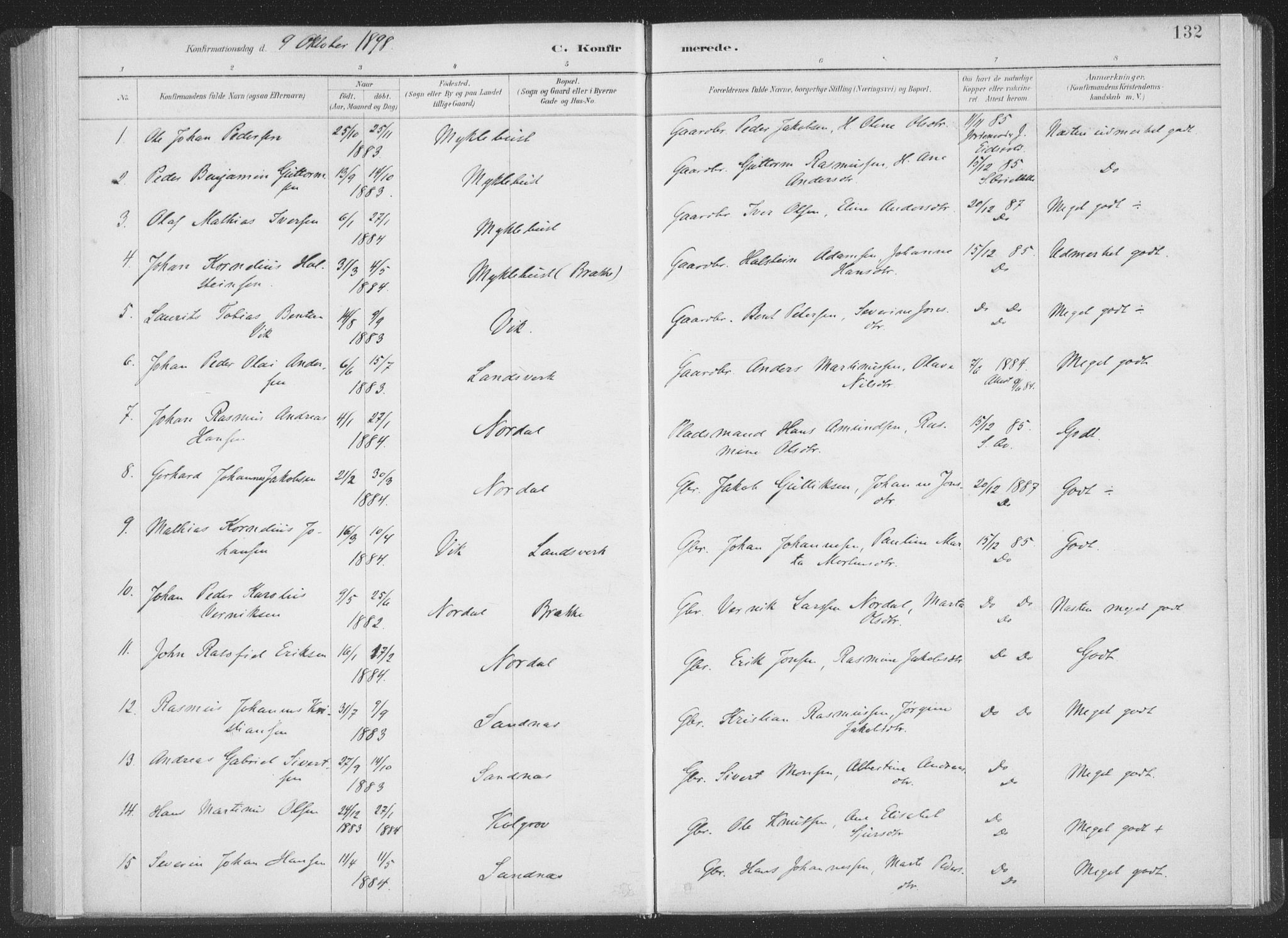 Ministerialprotokoller, klokkerbøker og fødselsregistre - Møre og Romsdal, AV/SAT-A-1454/502/L0025: Parish register (official) no. 502A03, 1885-1909, p. 132