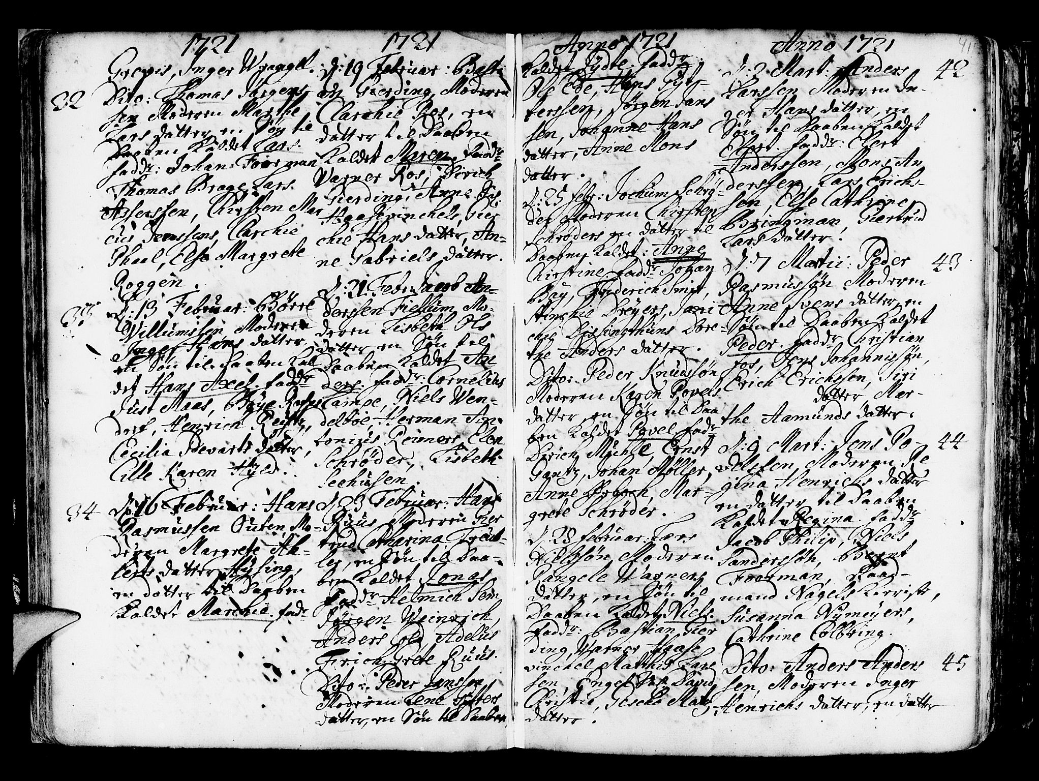 Nykirken Sokneprestembete, AV/SAB-A-77101/H/Haa/L0003: Parish register (official) no. A 3, 1717-1764, p. 41