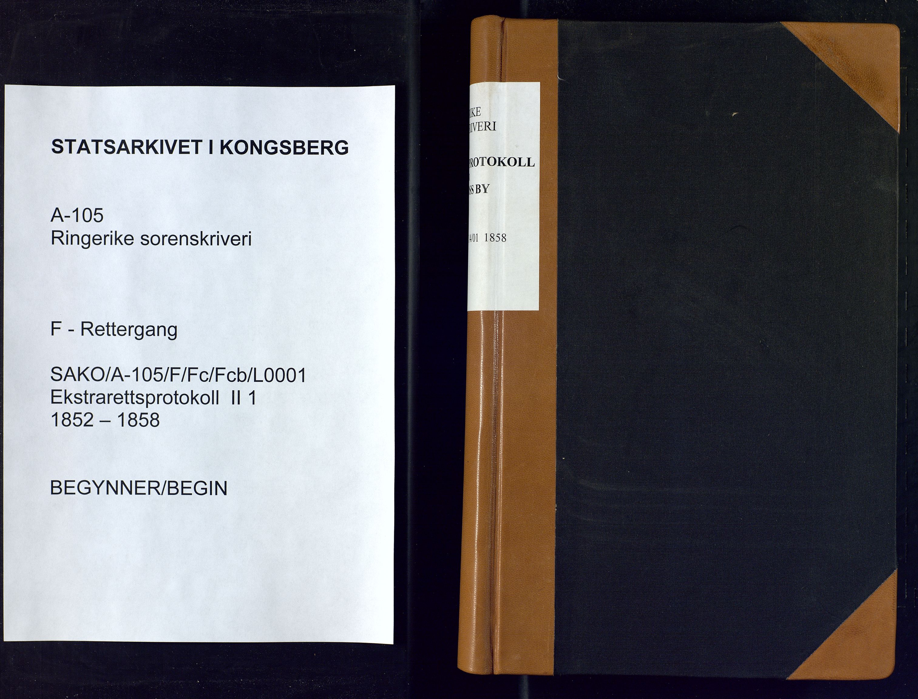Ringerike sorenskriveri, SAKO/A-105/F/Fc/Fcb/L0001: Ekstrarettsprotokoll, 1852-1858