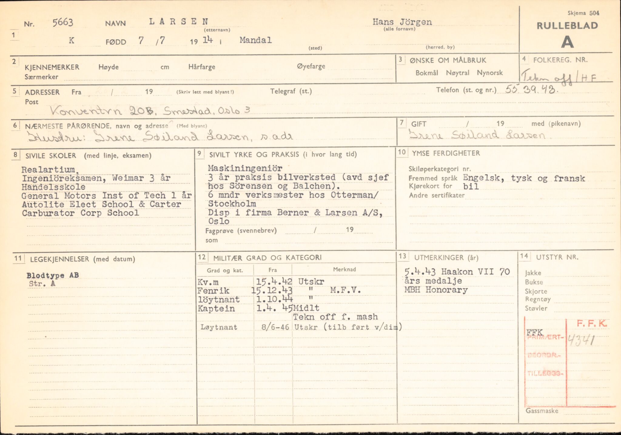 Forsvaret, Forsvarets overkommando/Luftforsvarsstaben, AV/RA-RAFA-4079/P/Pa/L0037: Personellpapirer, 1914, p. 24