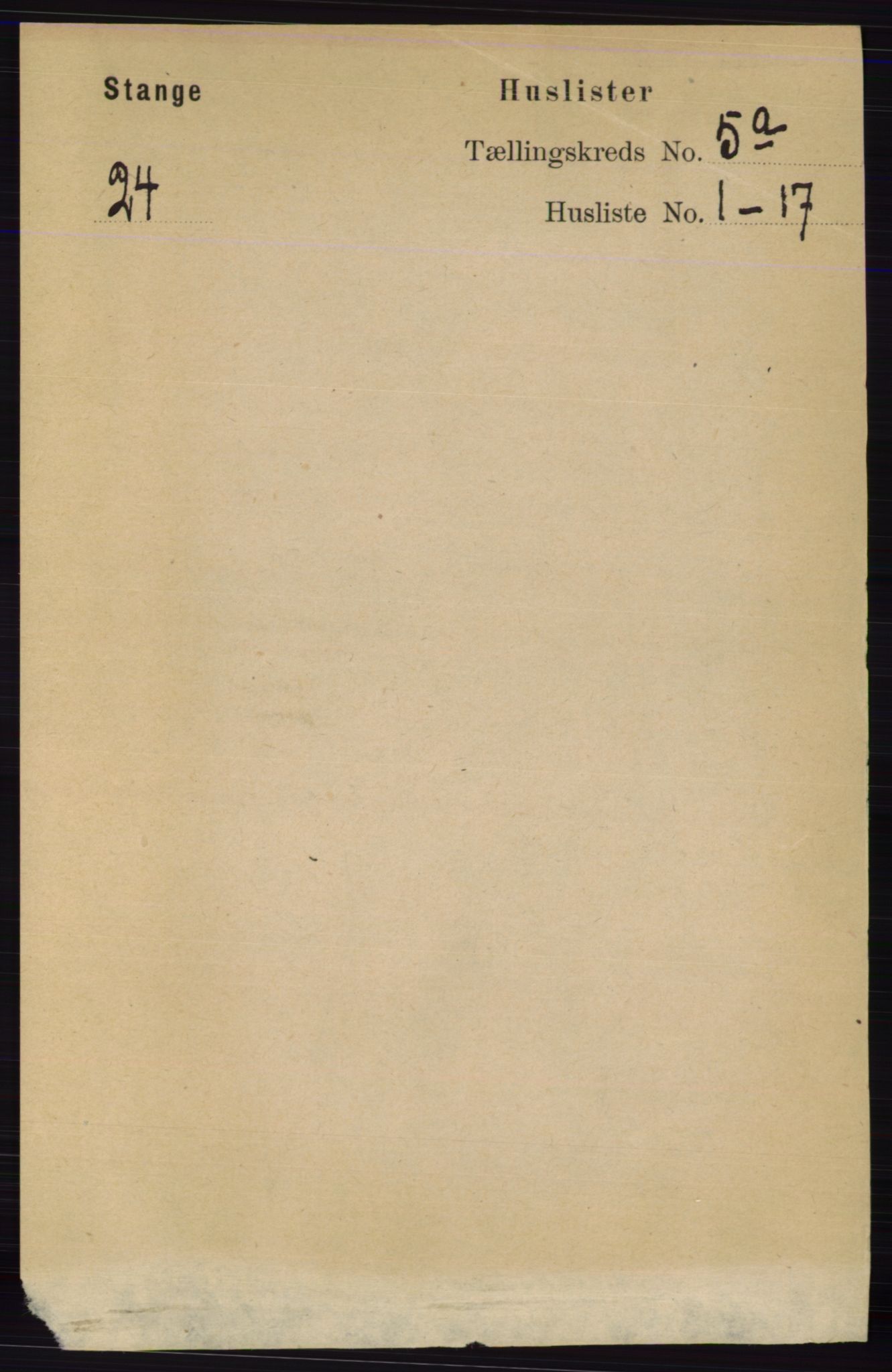 RA, 1891 census for 0417 Stange, 1891, p. 3742