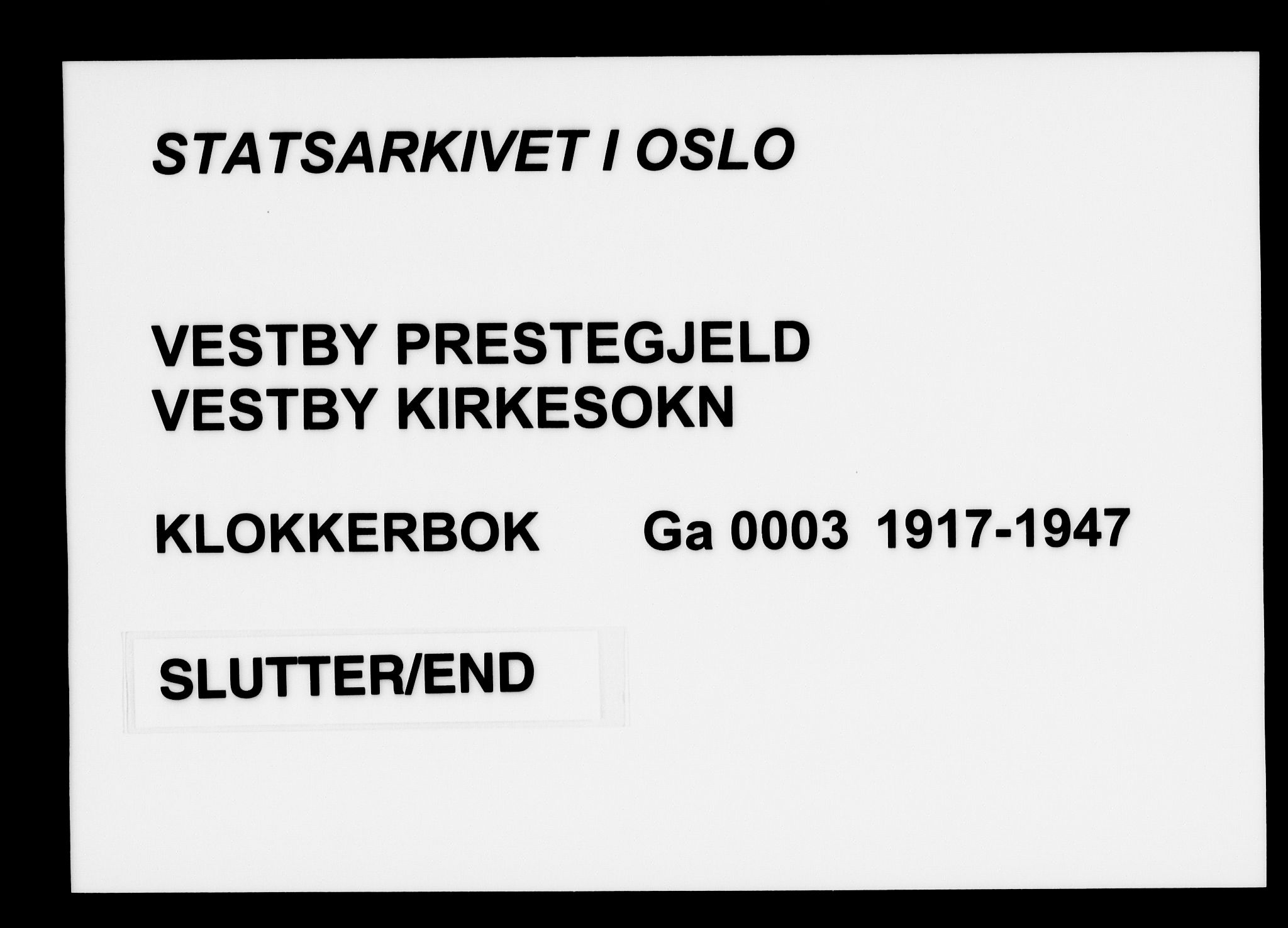 Vestby prestekontor Kirkebøker, AV/SAO-A-10893/G/Ga/L0003: Parish register (copy) no. I 3, 1917-1947