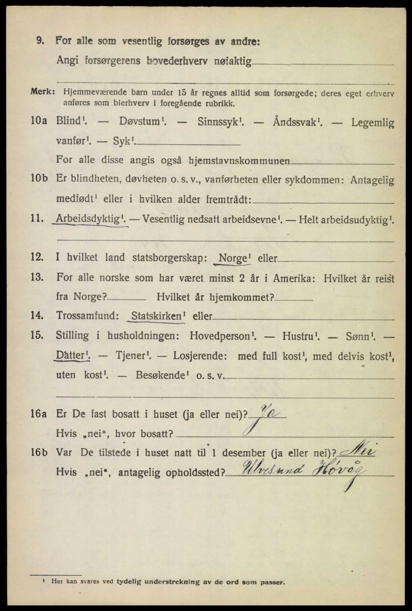 SAK, 1920 census for Randesund, 1920, p. 1455