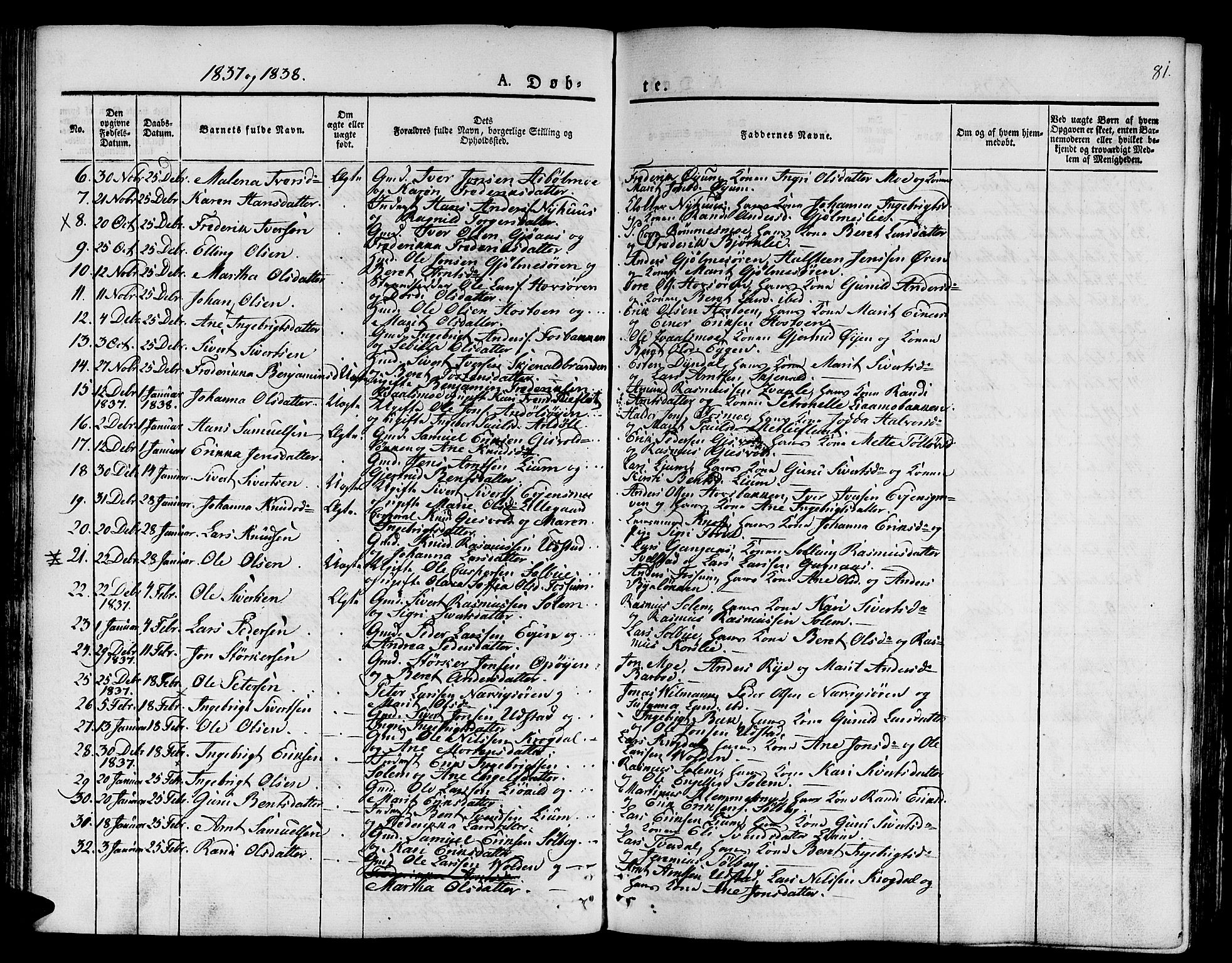 Ministerialprotokoller, klokkerbøker og fødselsregistre - Sør-Trøndelag, SAT/A-1456/668/L0804: Parish register (official) no. 668A04, 1826-1839, p. 81