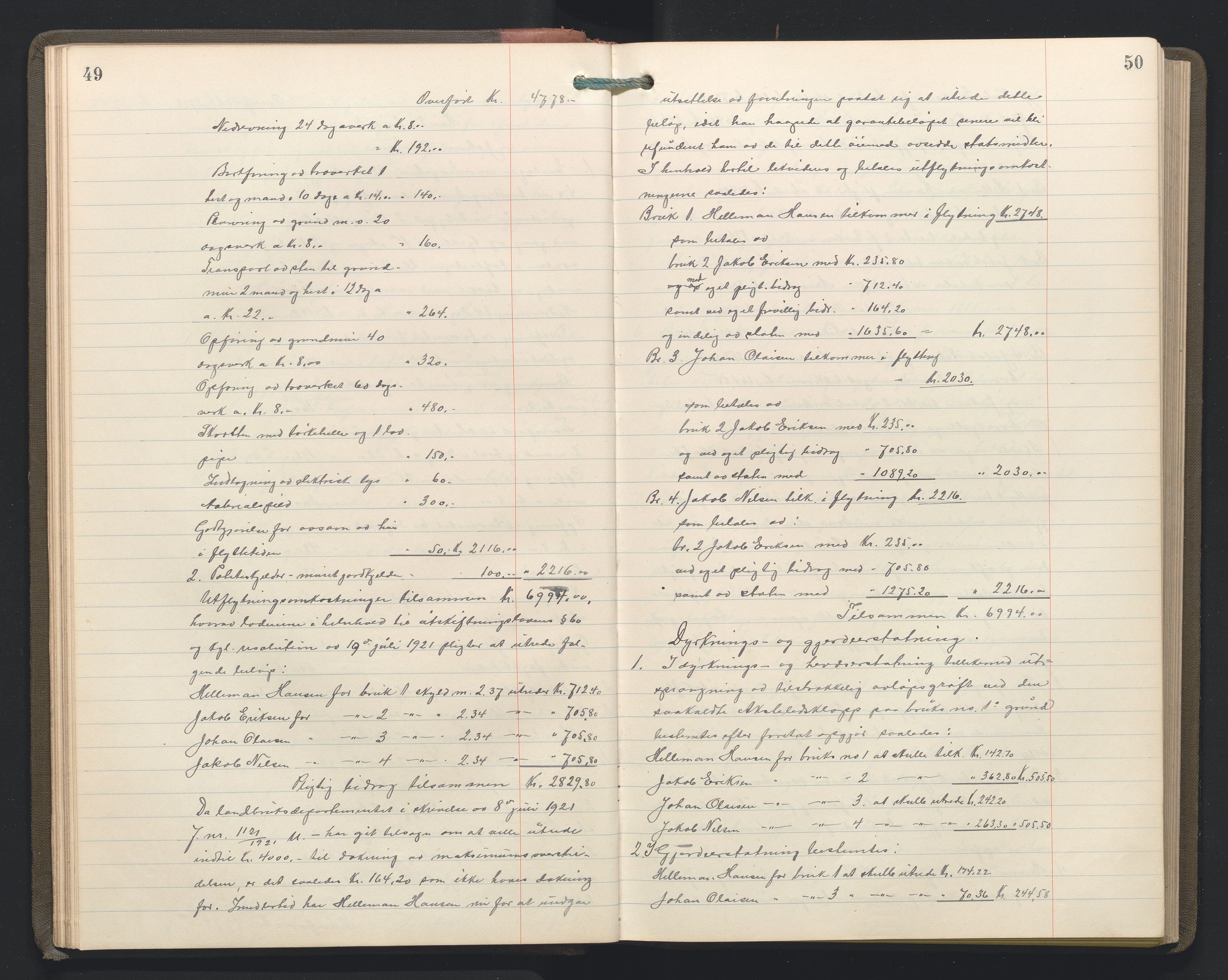 Hordaland jordskiftedøme - II Ytre Nordhordland jordskiftedistrikt, AV/SAB-A-6901/A/Aa/L0034: Forhandlingsprotokoll, 1923-1925, p. 49-50