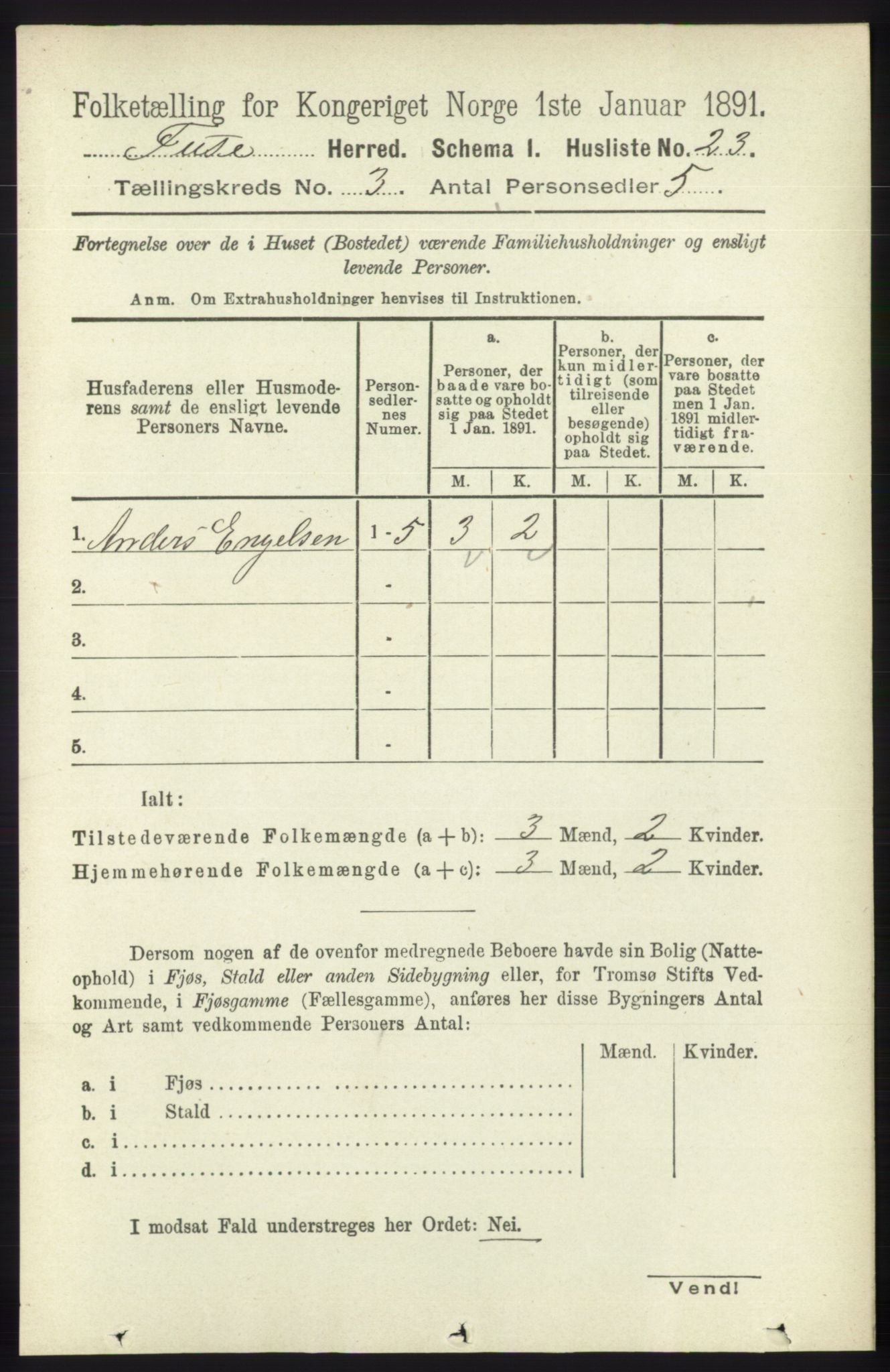 RA, 1891 census for 1241 Fusa, 1891, p. 509