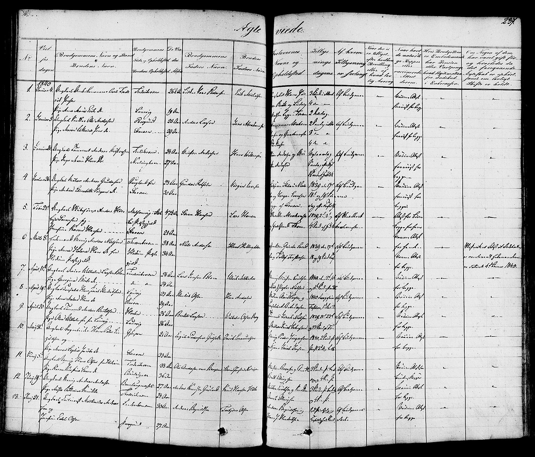 Stavern kirkebøker, SAKO/A-318/F/Fa/L0007: Parish register (official) no. 7, 1840-1877, p. 237