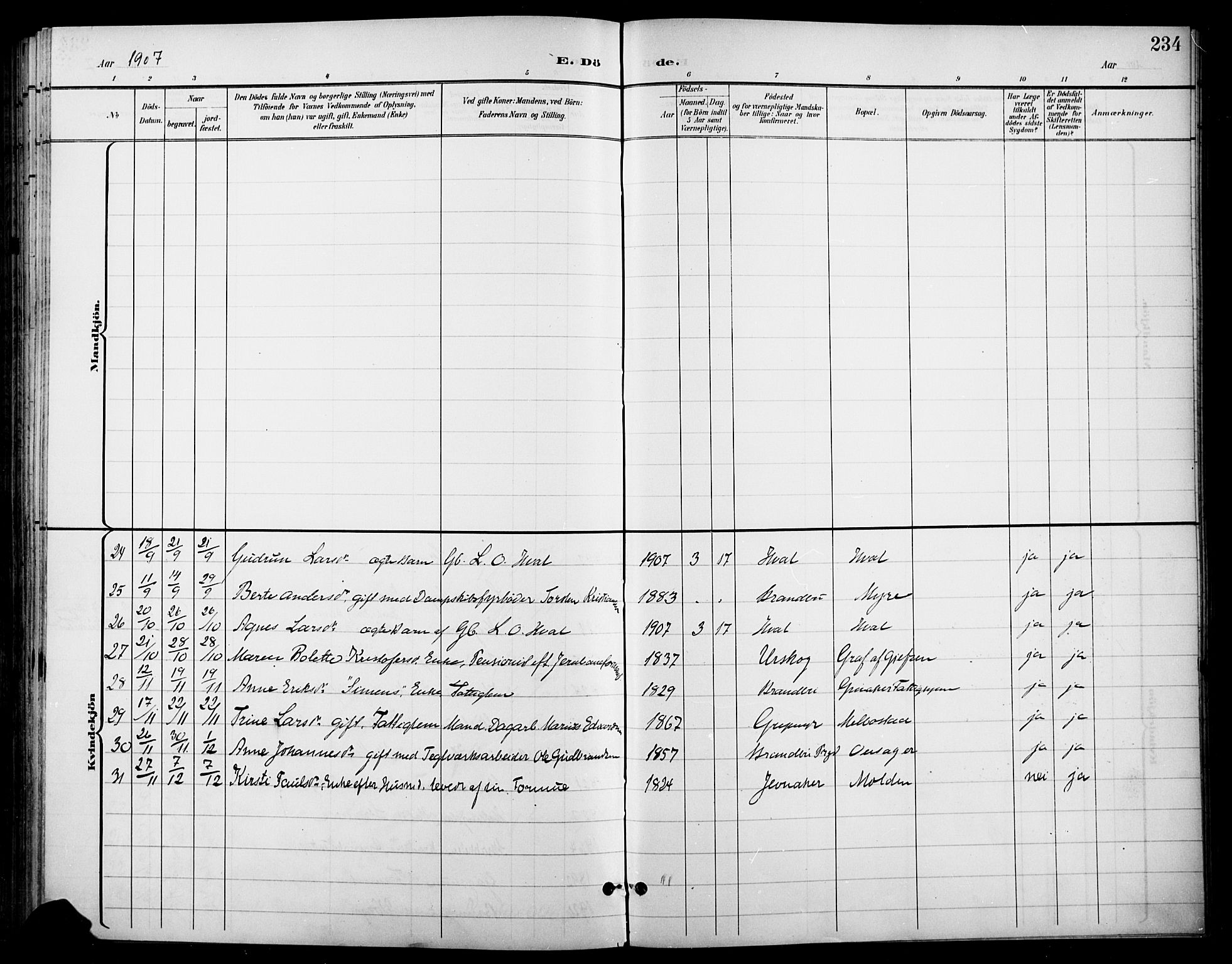 Gran prestekontor, SAH/PREST-112/H/Ha/Haa/L0019: Parish register (official) no. 19, 1898-1907, p. 234