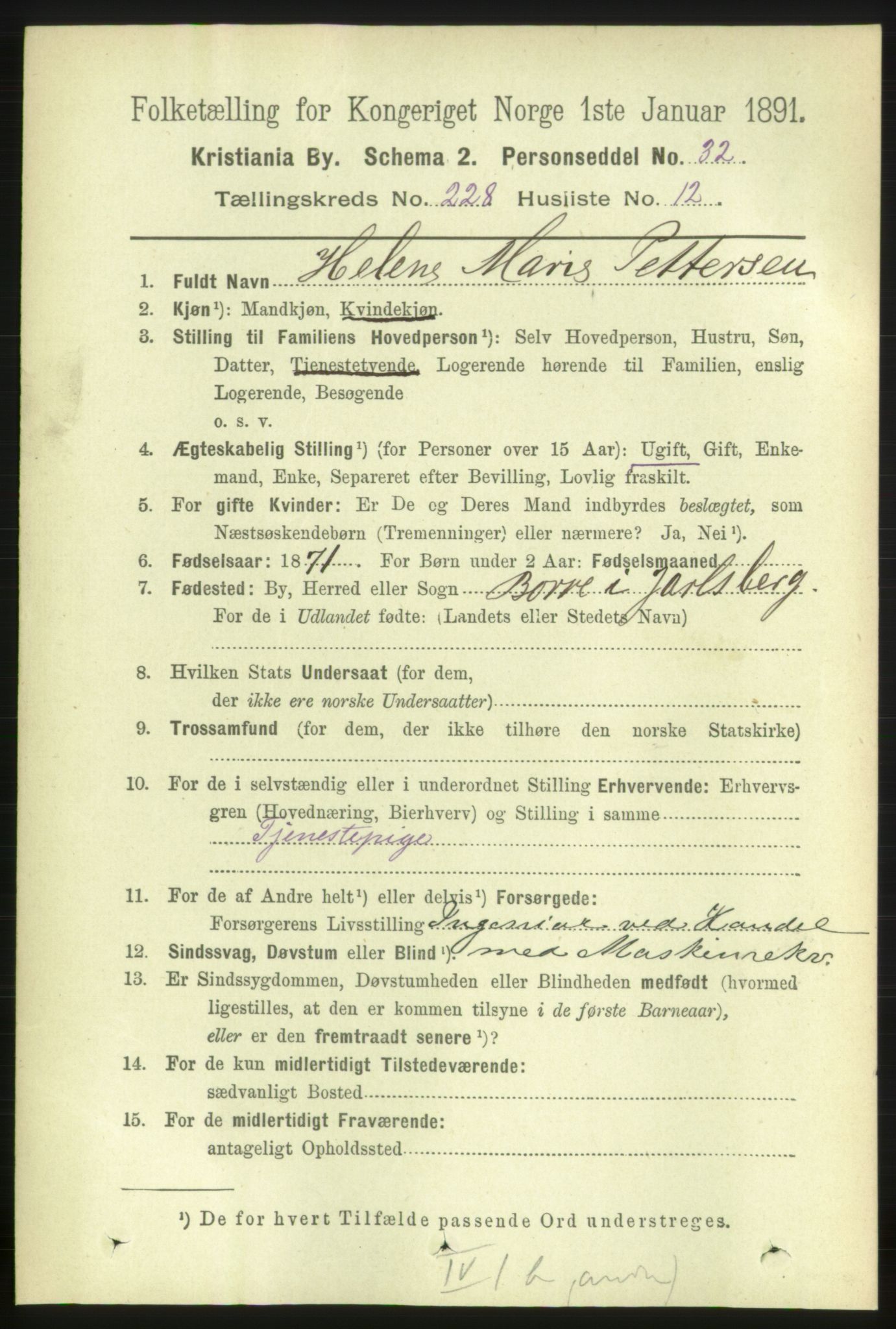 RA, 1891 census for 0301 Kristiania, 1891, p. 139748