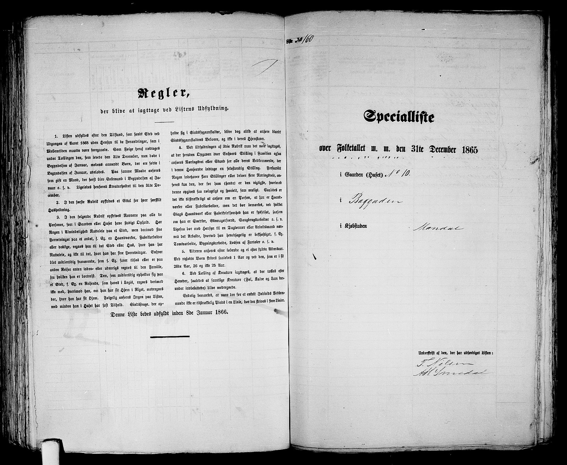 RA, 1865 census for Mandal/Mandal, 1865, p. 322