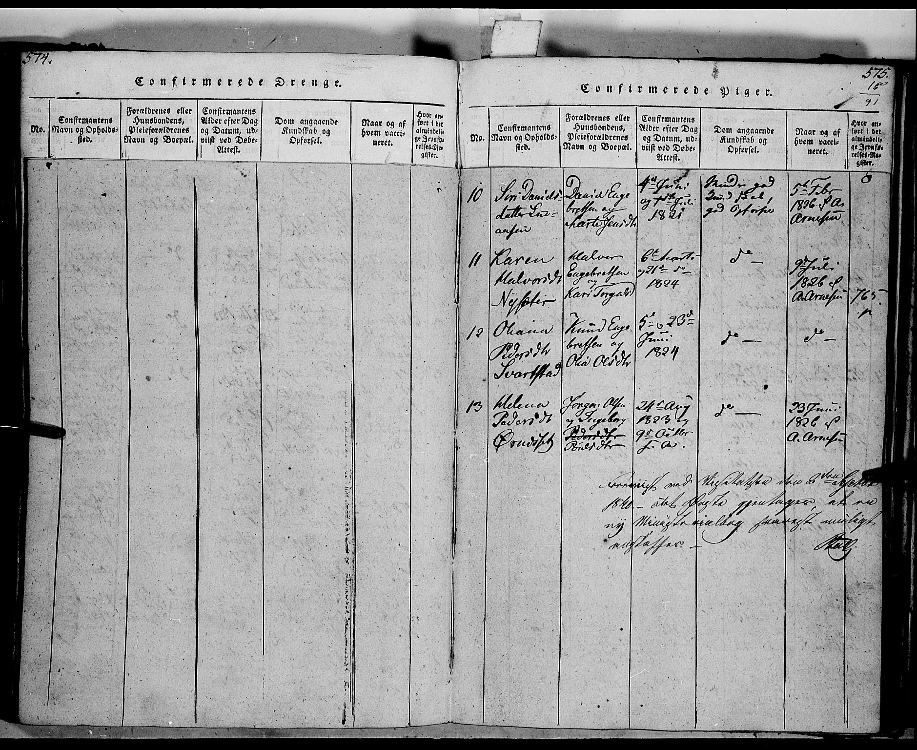 Trysil prestekontor, AV/SAH-PREST-046/H/Ha/Haa/L0003: Parish register (official) no. 3 /2, 1814-1842, p. 574-575